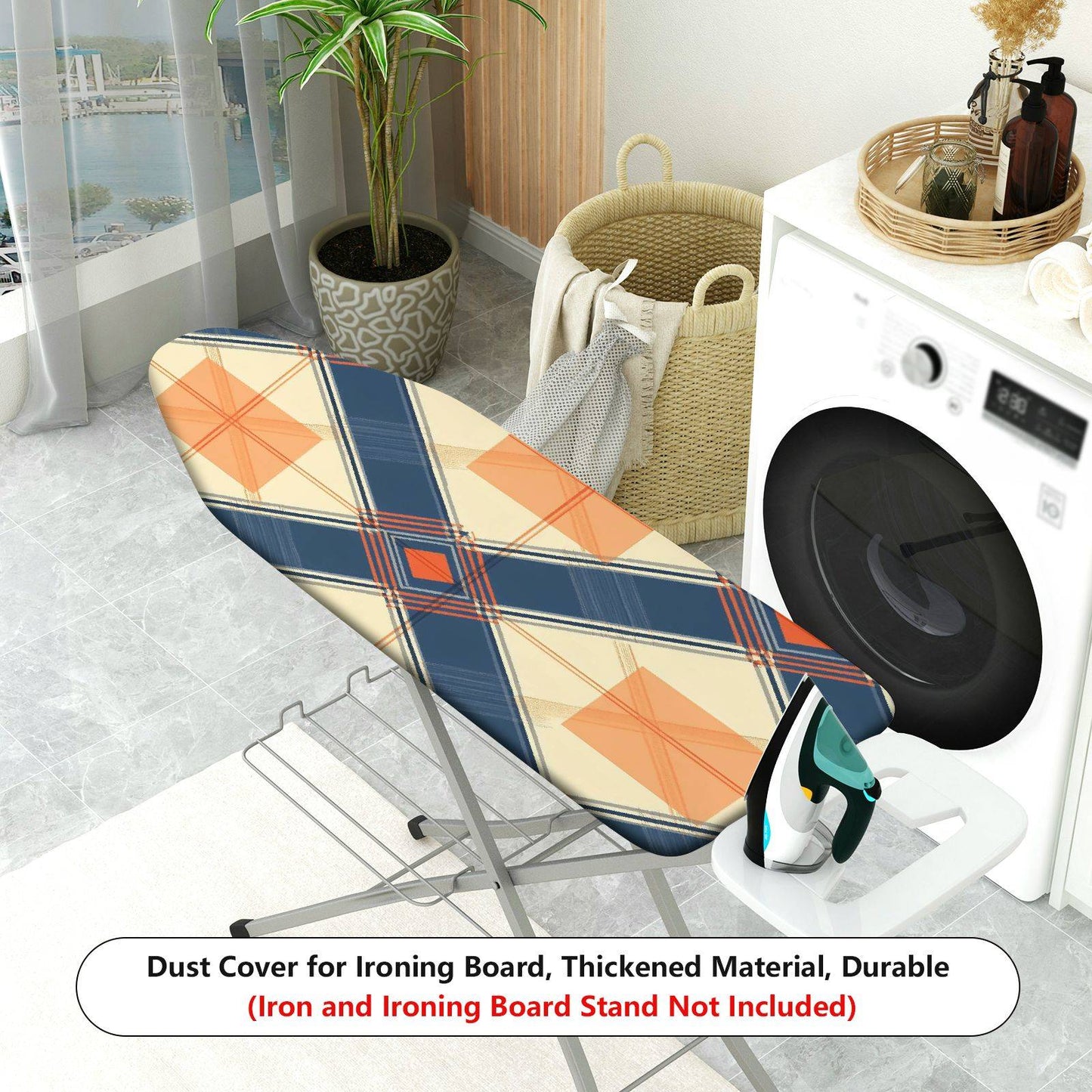 1-Piece Geometric Plaid Pattern Retro  Ironing Board Cover, Universal Size, Without Board