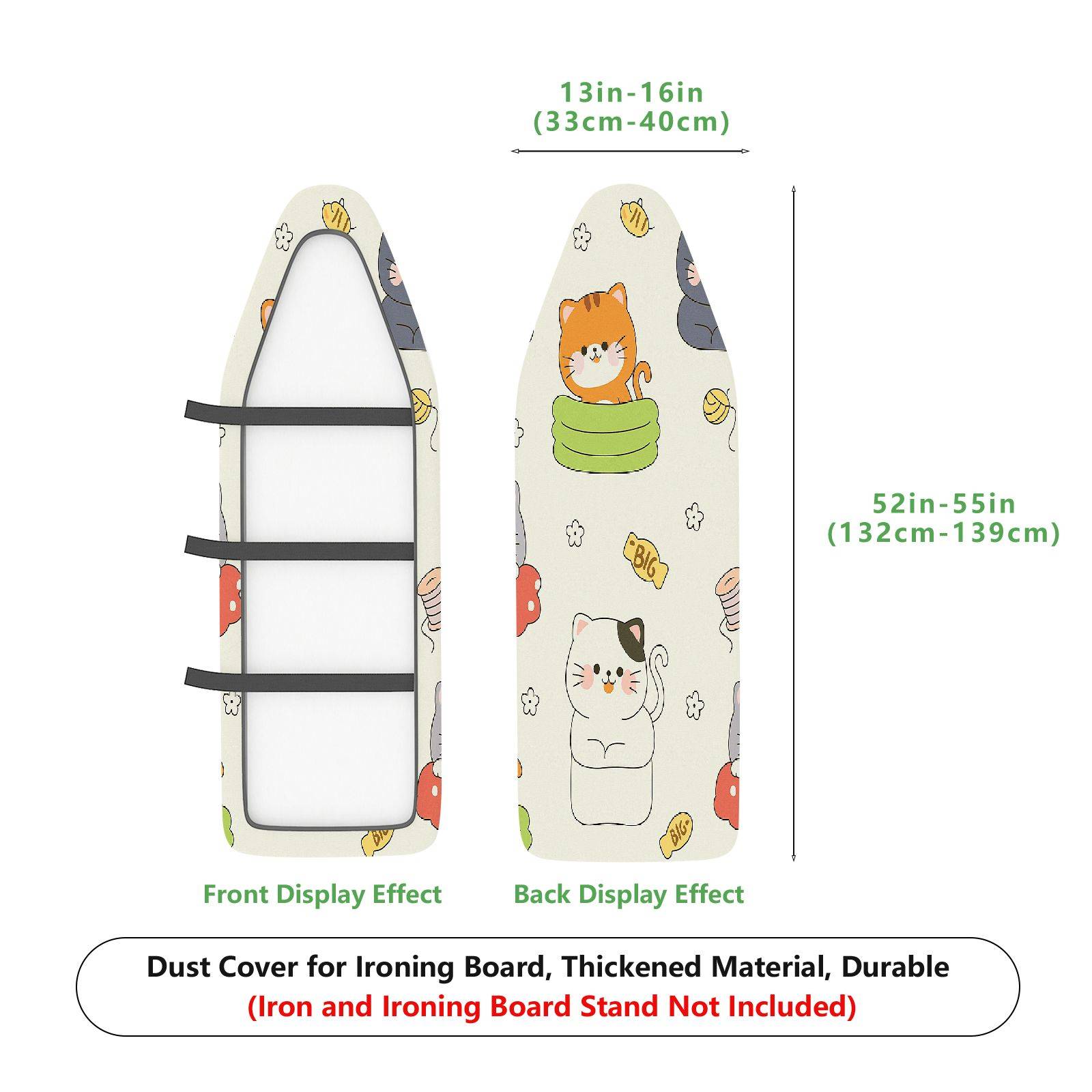 1-Piece Cat Fun Colorful  Ironing Board Cover, Universal Size, Without Board