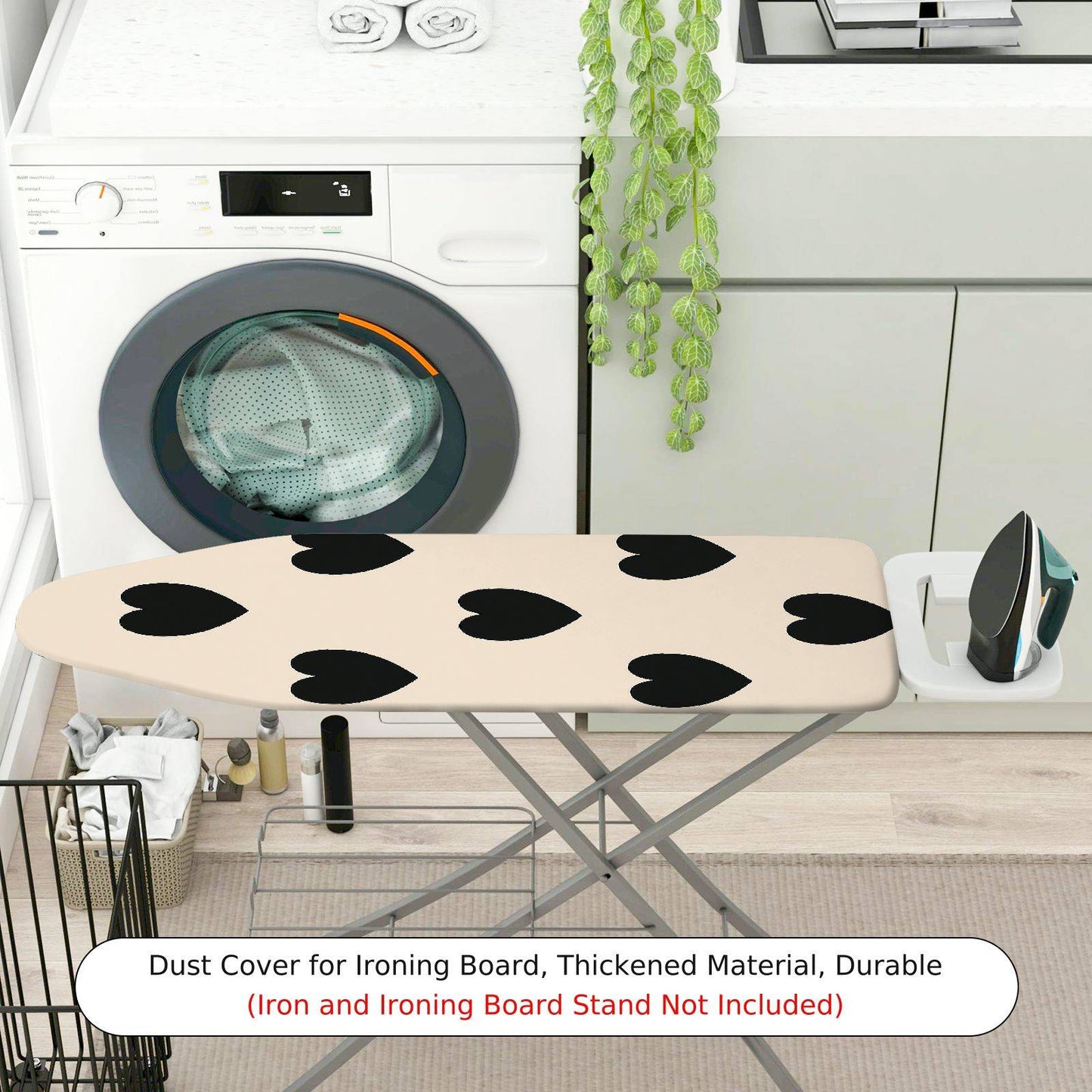 1-Piece Heart Pattern Black Beige  Ironing Board Cover, Universal Size, Without Board