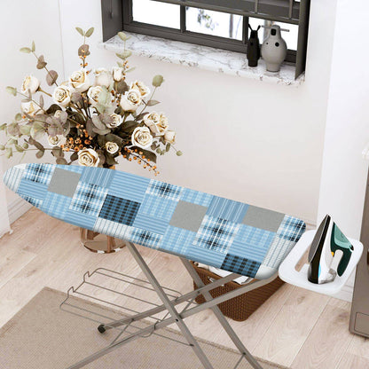 1-Piece Blue Plaid Checkered Pattern  Ironing Board Cover, Universal Size, Without Board