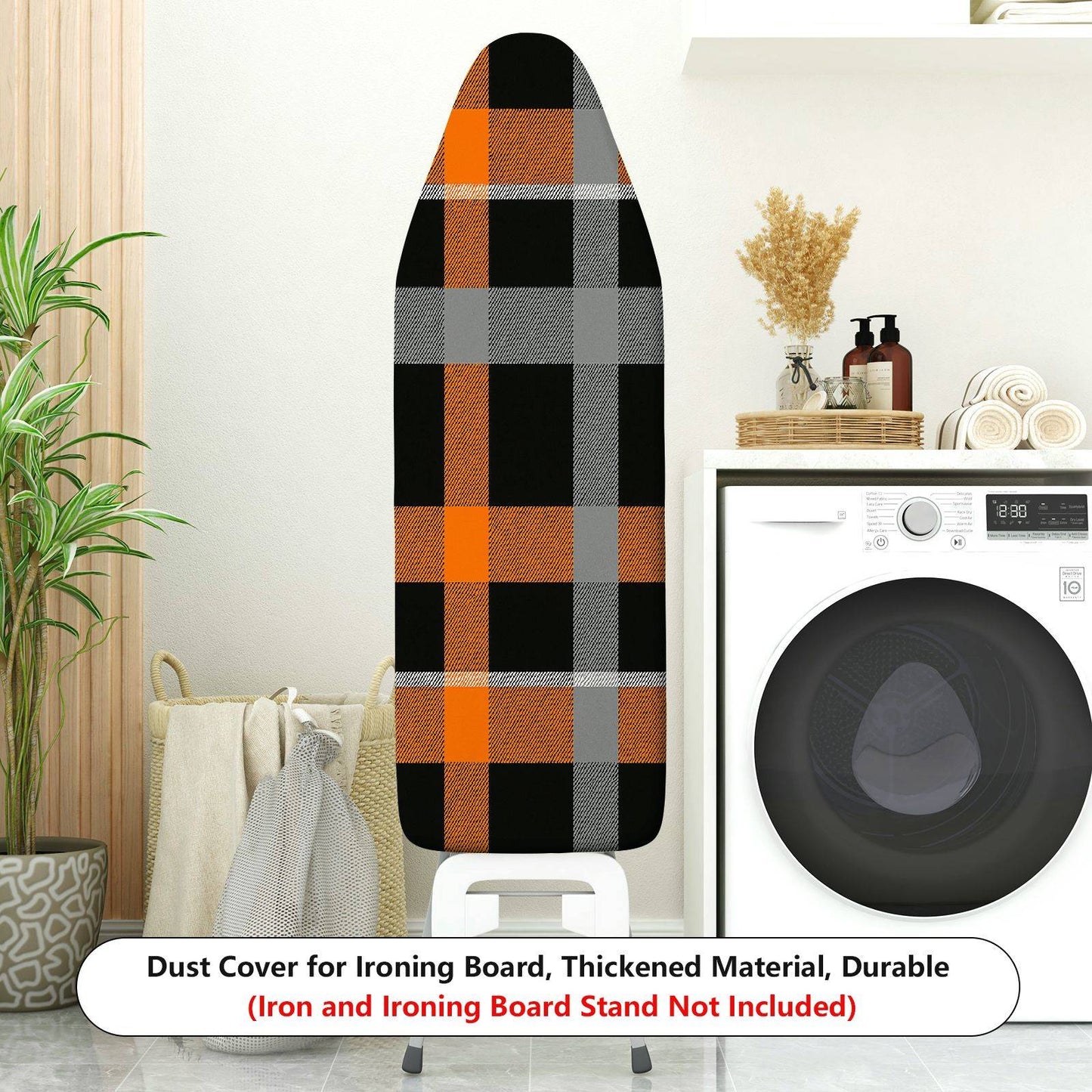 1-Piece Plaid Pattern Orange Black Grey  Ironing Board Cover, Universal Size, Without Board