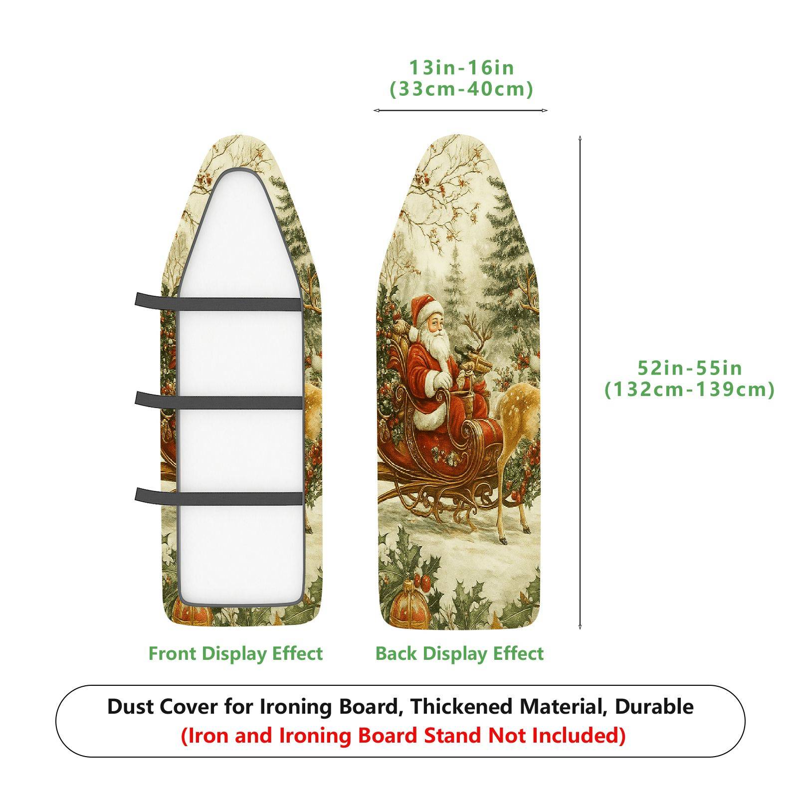 1-Piece Santa Claus Sleigh Reindeer Christmas  Ironing Board Cover, Universal Size, Without Board