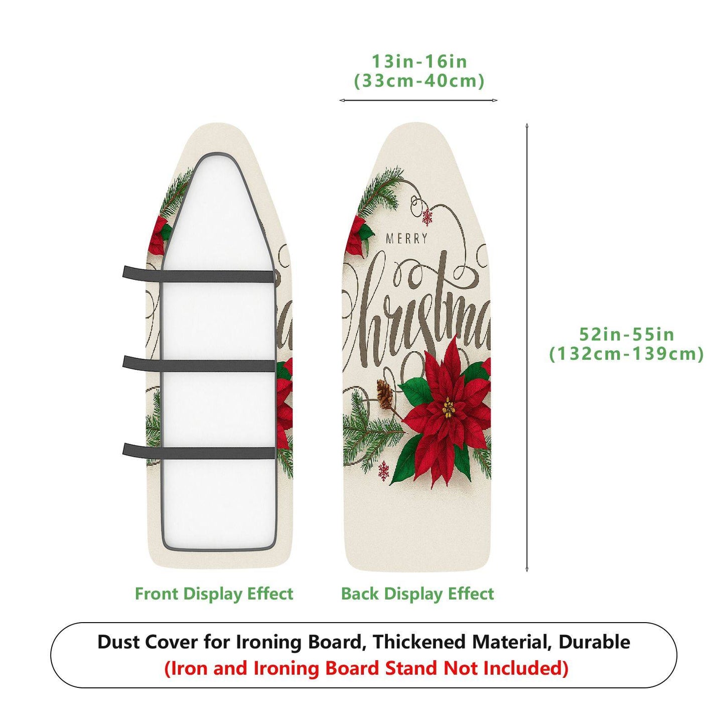 1-Piece Christmas Floral Red  Ironing Board Cover, Universal Size, Without Board