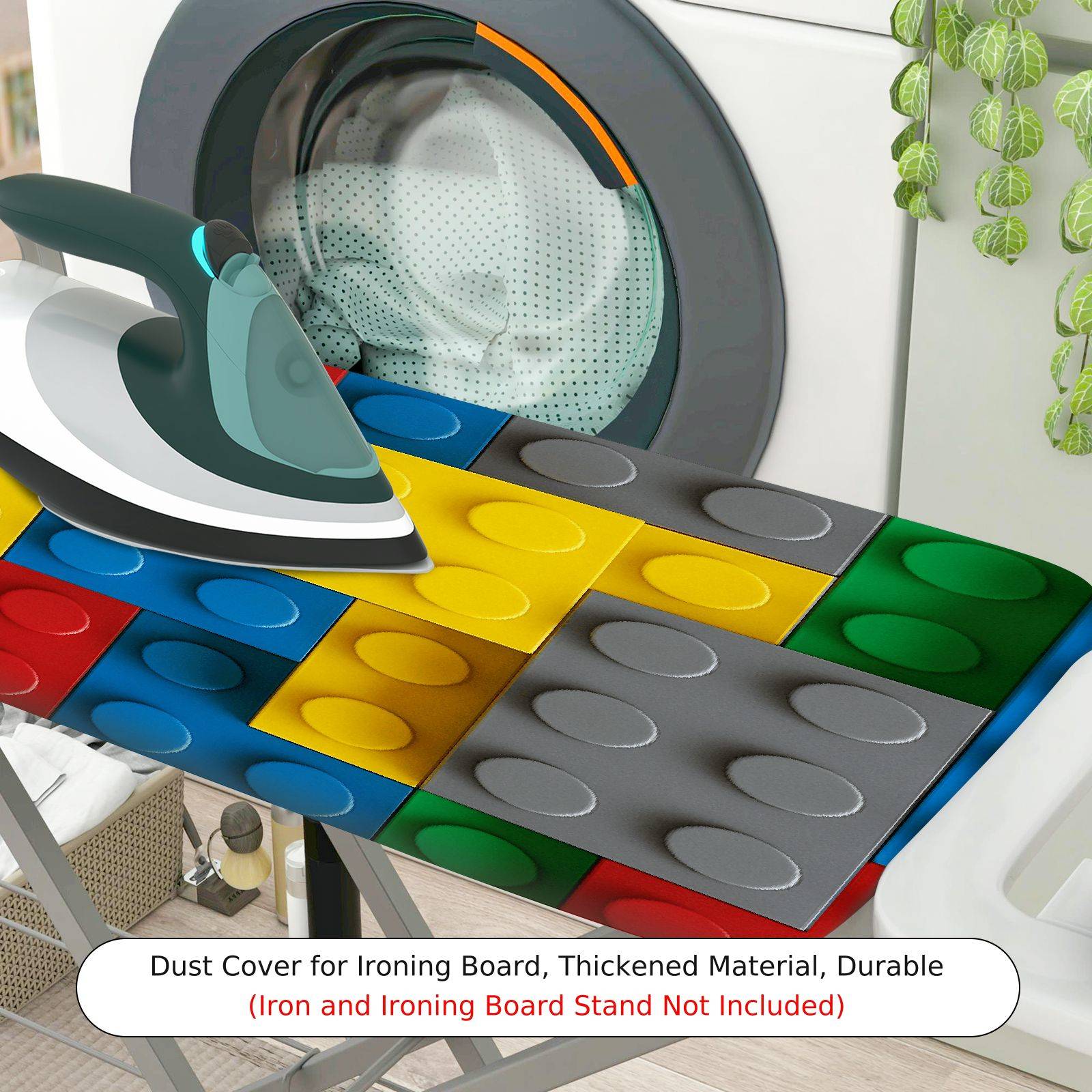 1-Piece Colorful Block Pattern Fun Bright  Ironing Board Cover, Universal Size, Without Board