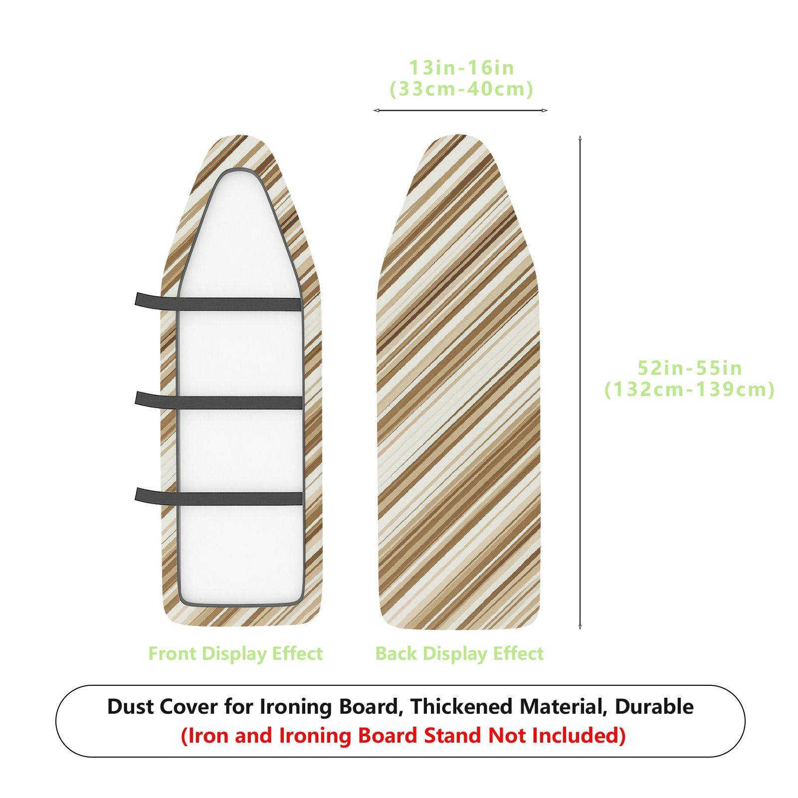 1-Piece Striped Beige Brown Pattern  Ironing Board Cover, Universal Size, Without Board