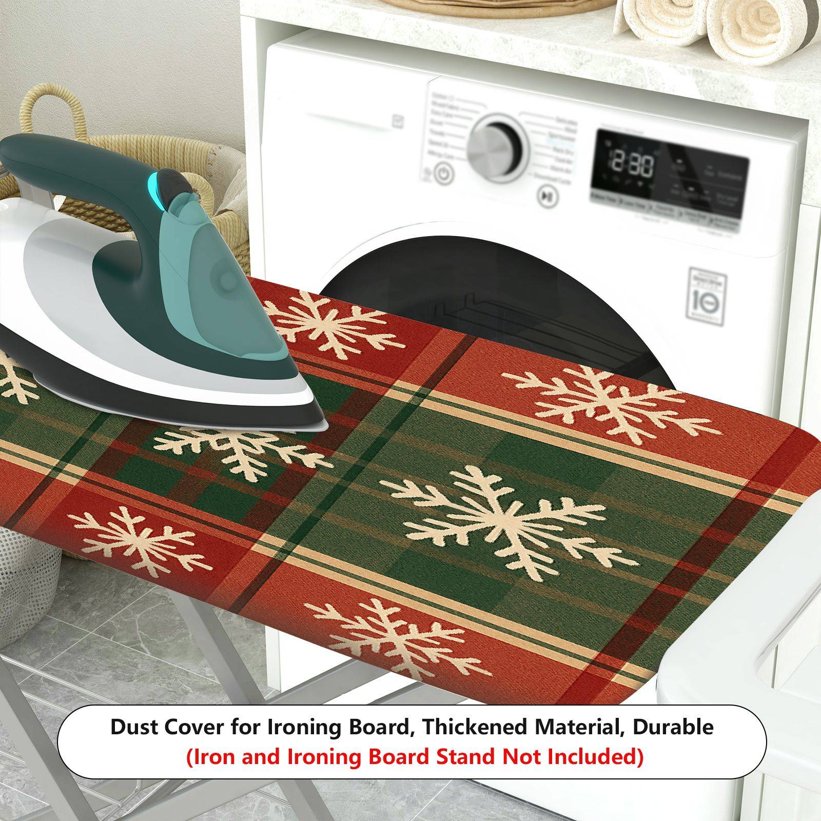 1-Piece Snowflake Plaid Christmas  Ironing Board Cover, Universal Size, Without Board