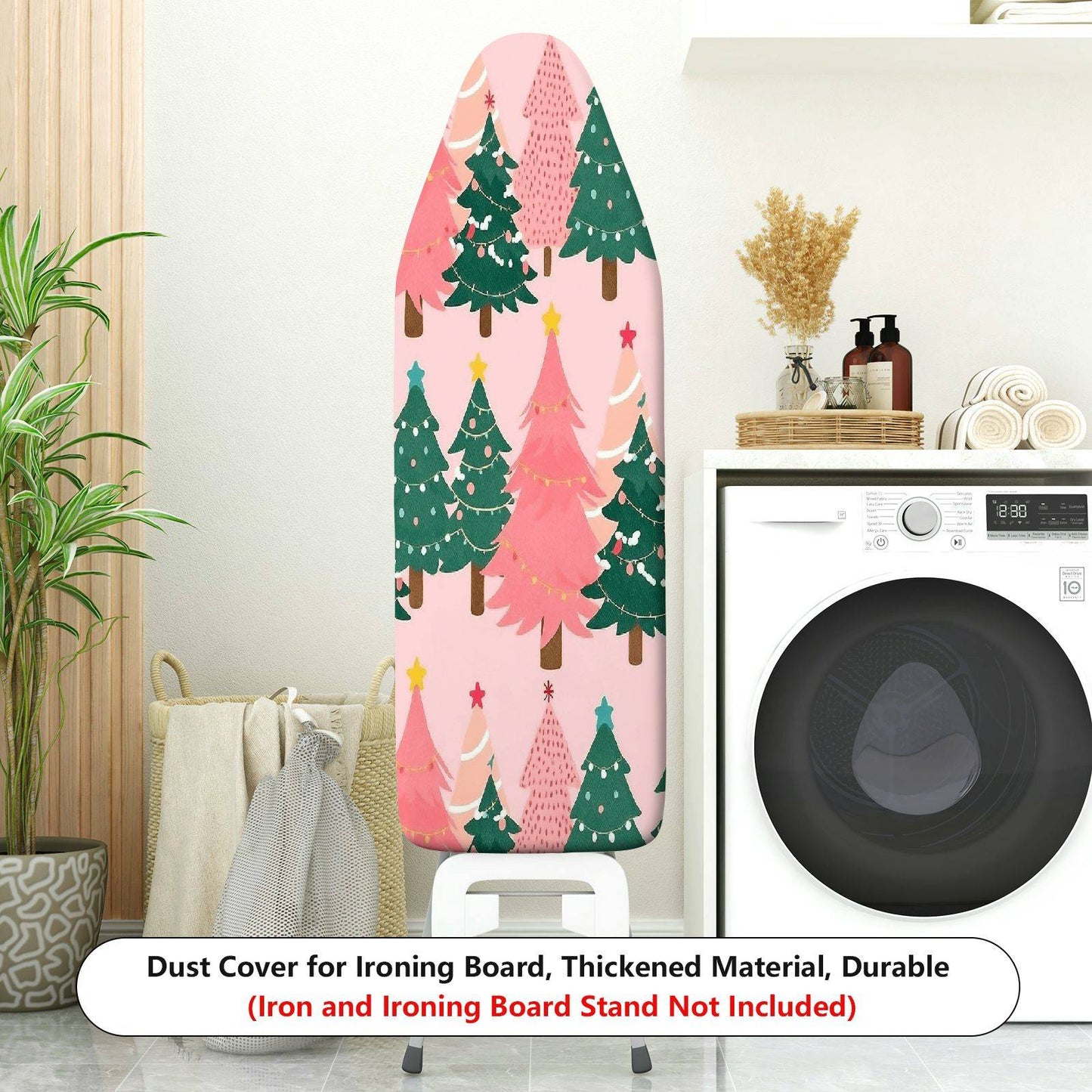 1-Piece Christmas Forest Trees Pattern Pink  Ironing Board Cover, Universal Size, Without Board