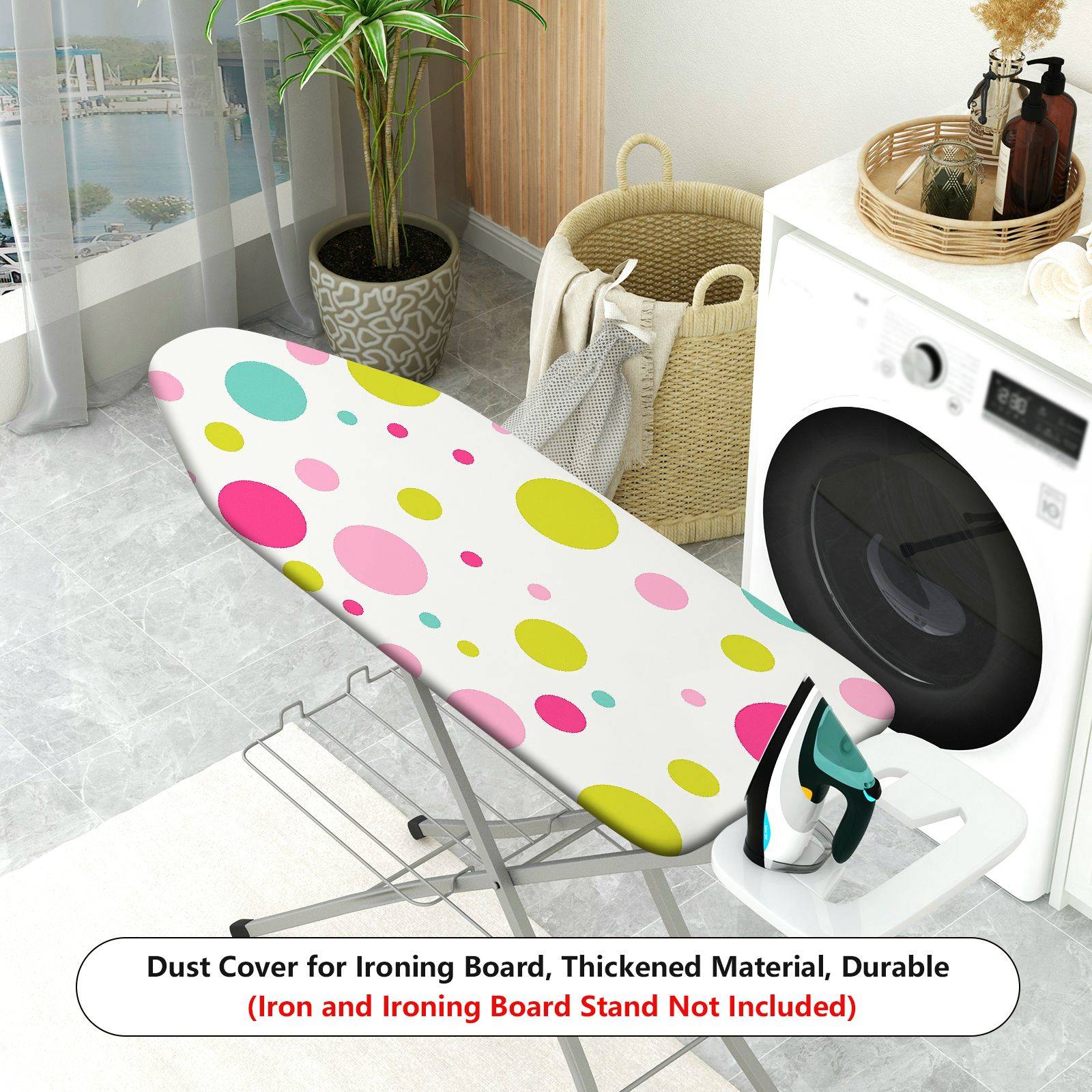 1-Piece Polka Dot Colorful Fun Pastel  Ironing Board Cover, Universal Size, Without Board