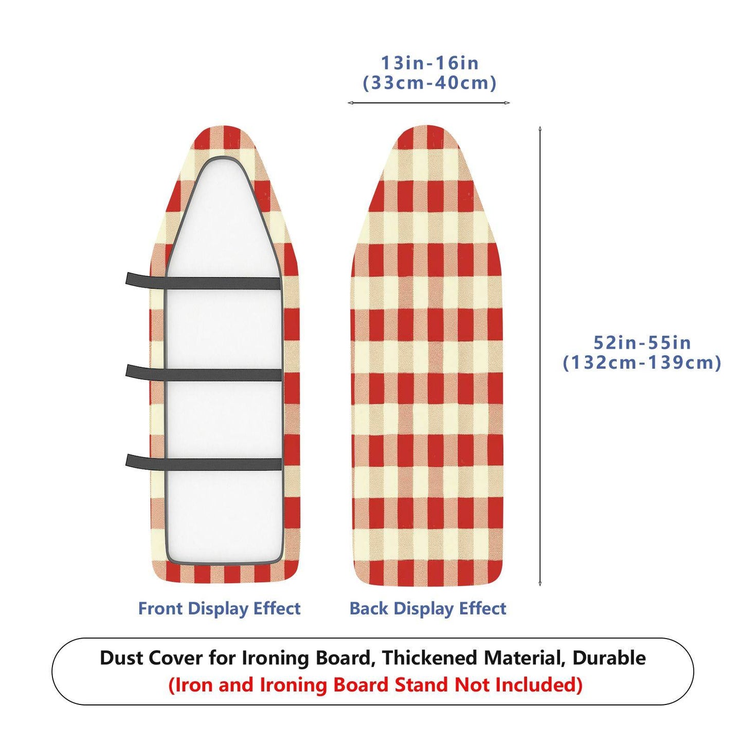 1-Piece Red Plaid Checkered Pattern  Ironing Board Cover, Universal Size, Without Board