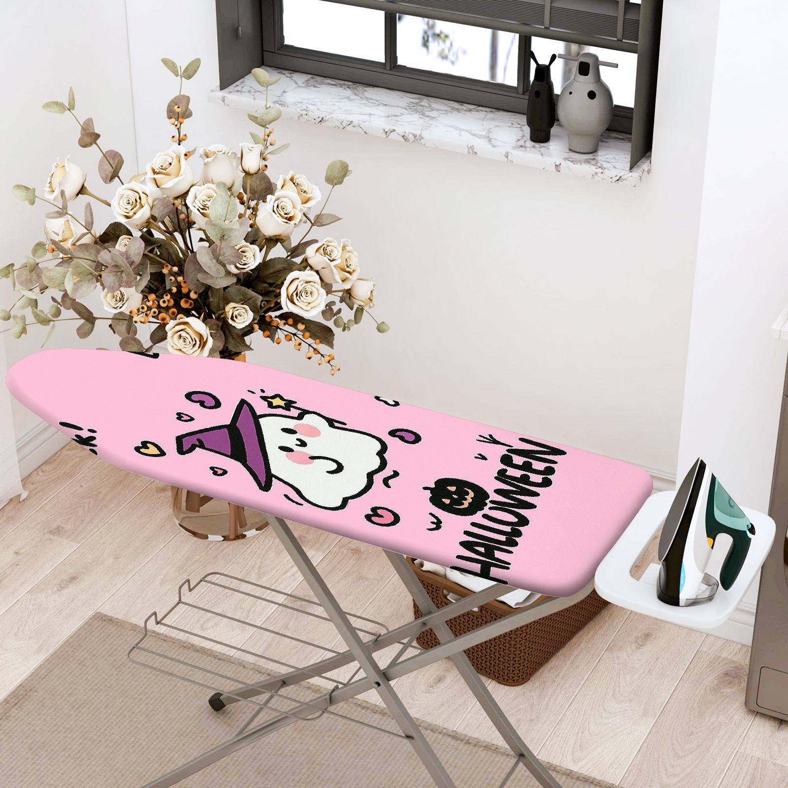 1-Piece Cute Ghost Witch Hat Halloween  Ironing Board Cover, Universal Size, Without Board