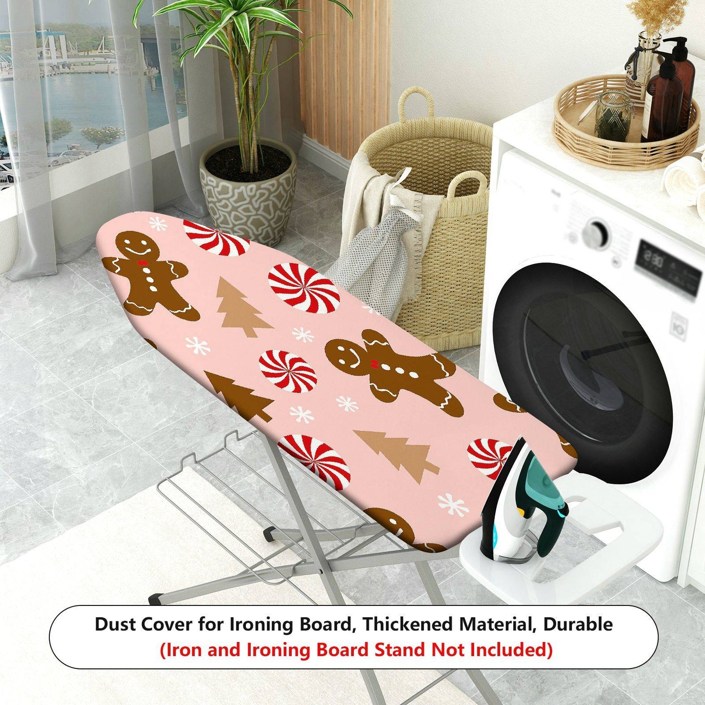 1-Piece Christmas Candy Gingerbread Tree  Ironing Board Cover, Universal Size, Without Board