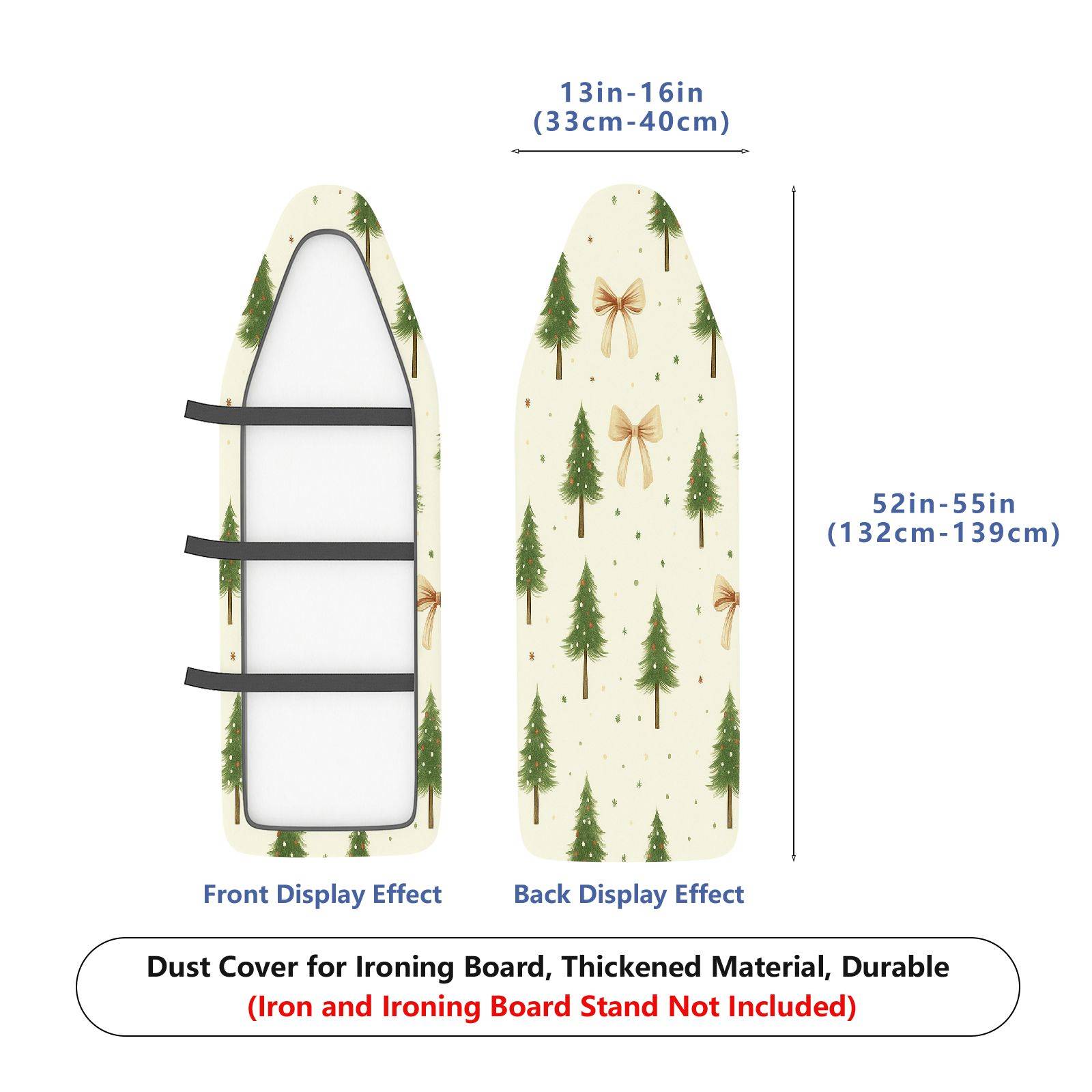 1-Piece Christmas Tree Bow Stars  Ironing Board Cover, Universal Size, Without Board