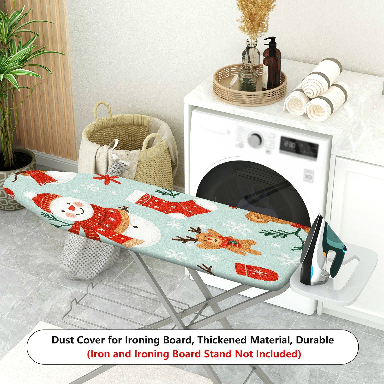 1-Piece Christmas Snowman Reindeer Santa  Ironing Board Cover, Universal Size, Without Board