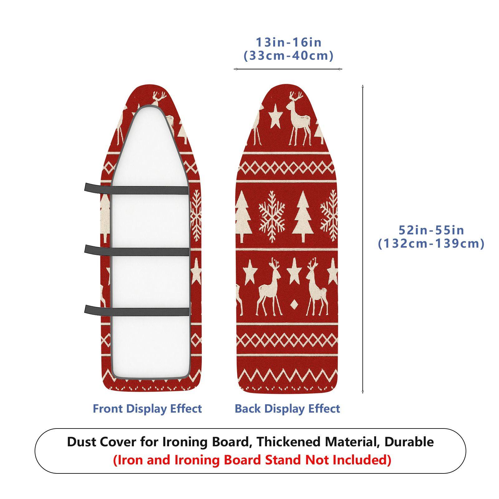 1-Piece Christmas Reindeer Snowflake  Ironing Board Cover, Universal Size, Without Board