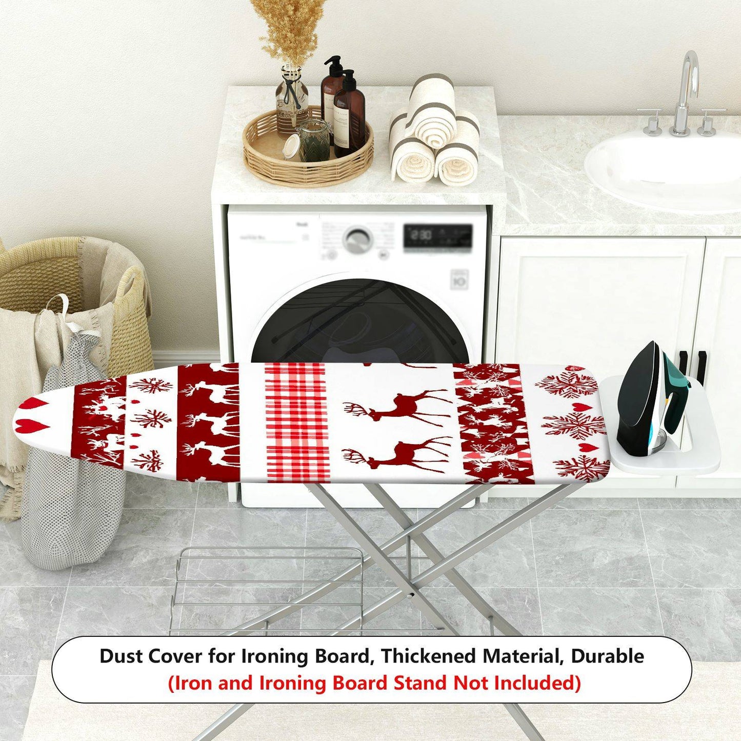 1-Piece Christmas Reindeer Snowflake  Ironing Board Cover, Universal Size, Without Board