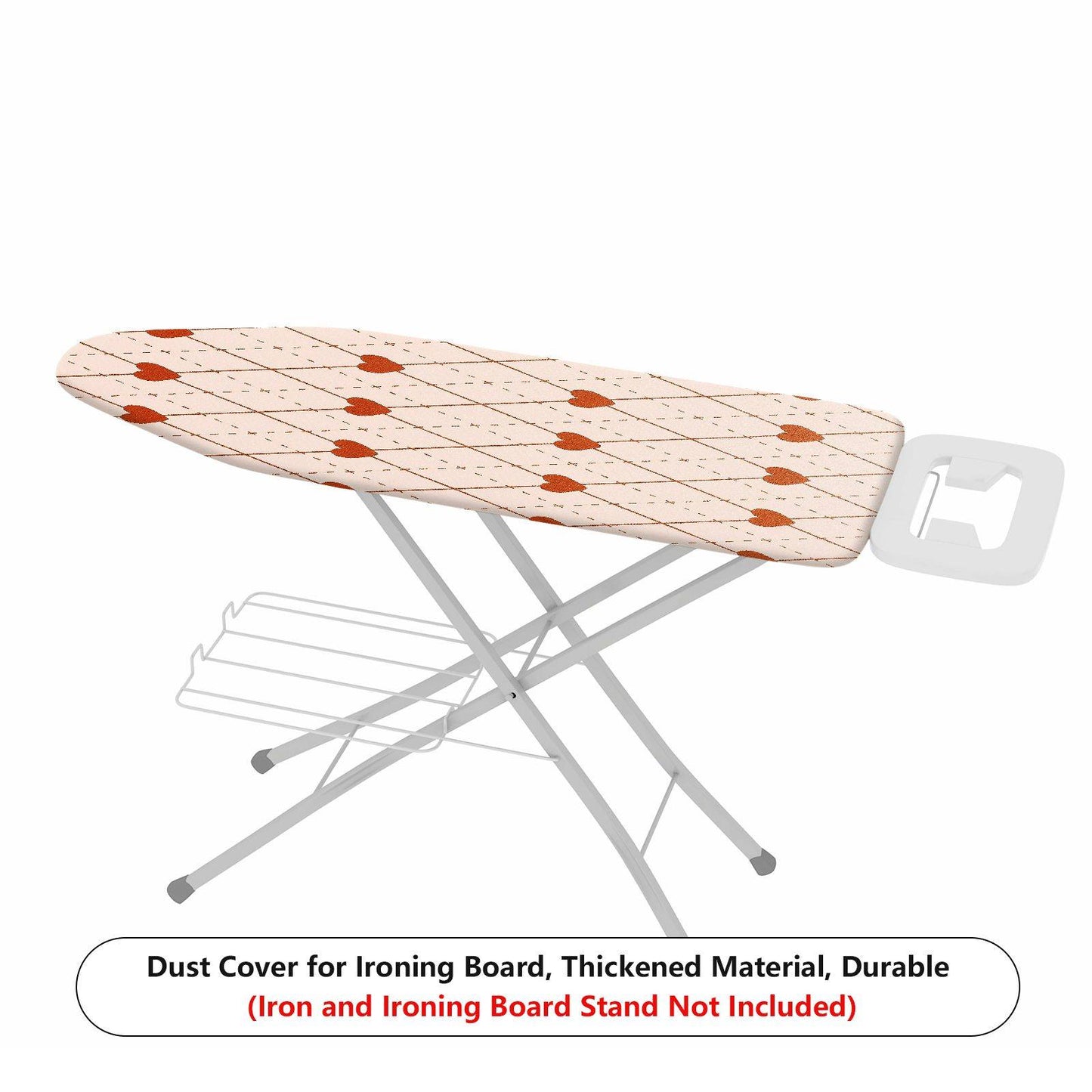 1-Piece Heart Printed Diamond Pattern Beige  Ironing Board Cover, Universal Size, Without Board