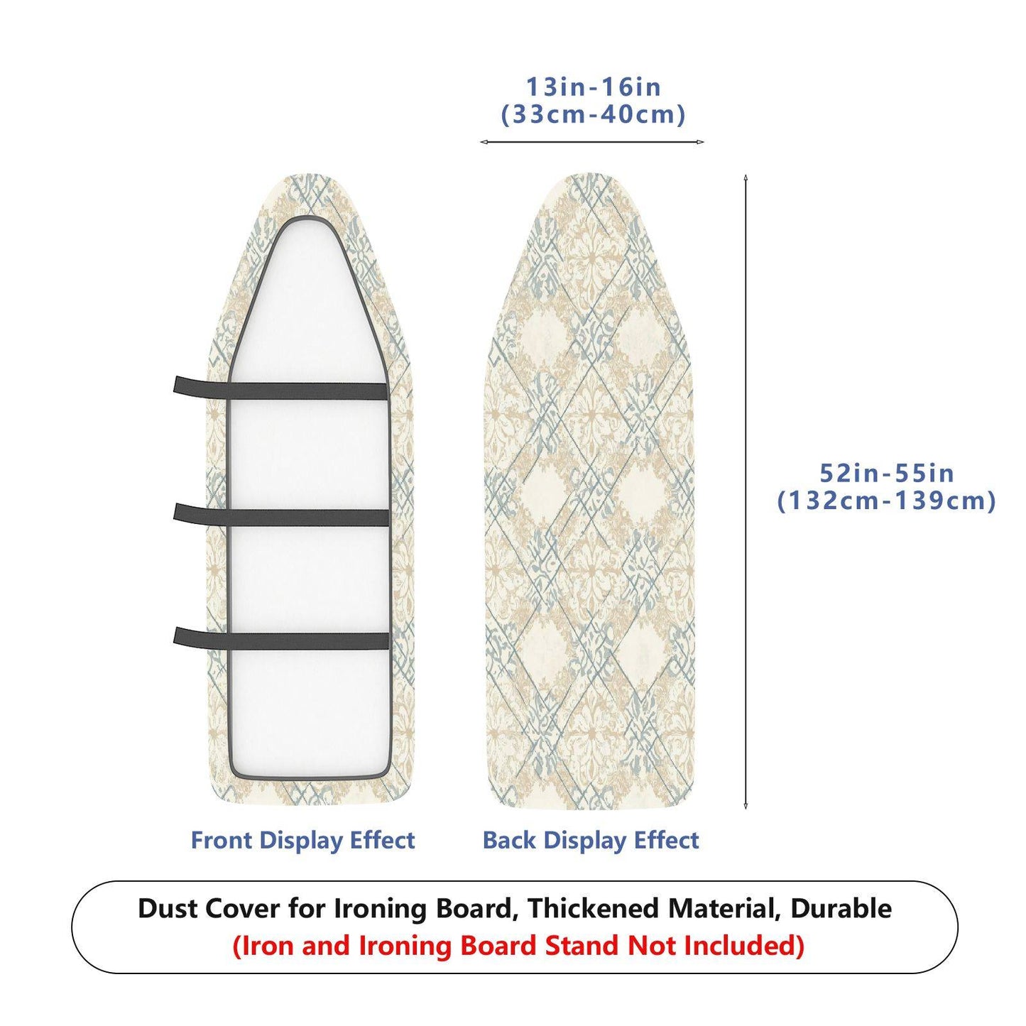1-Piece Floral Elegant Beige  Ironing Board Cover, Universal Size, Without Board