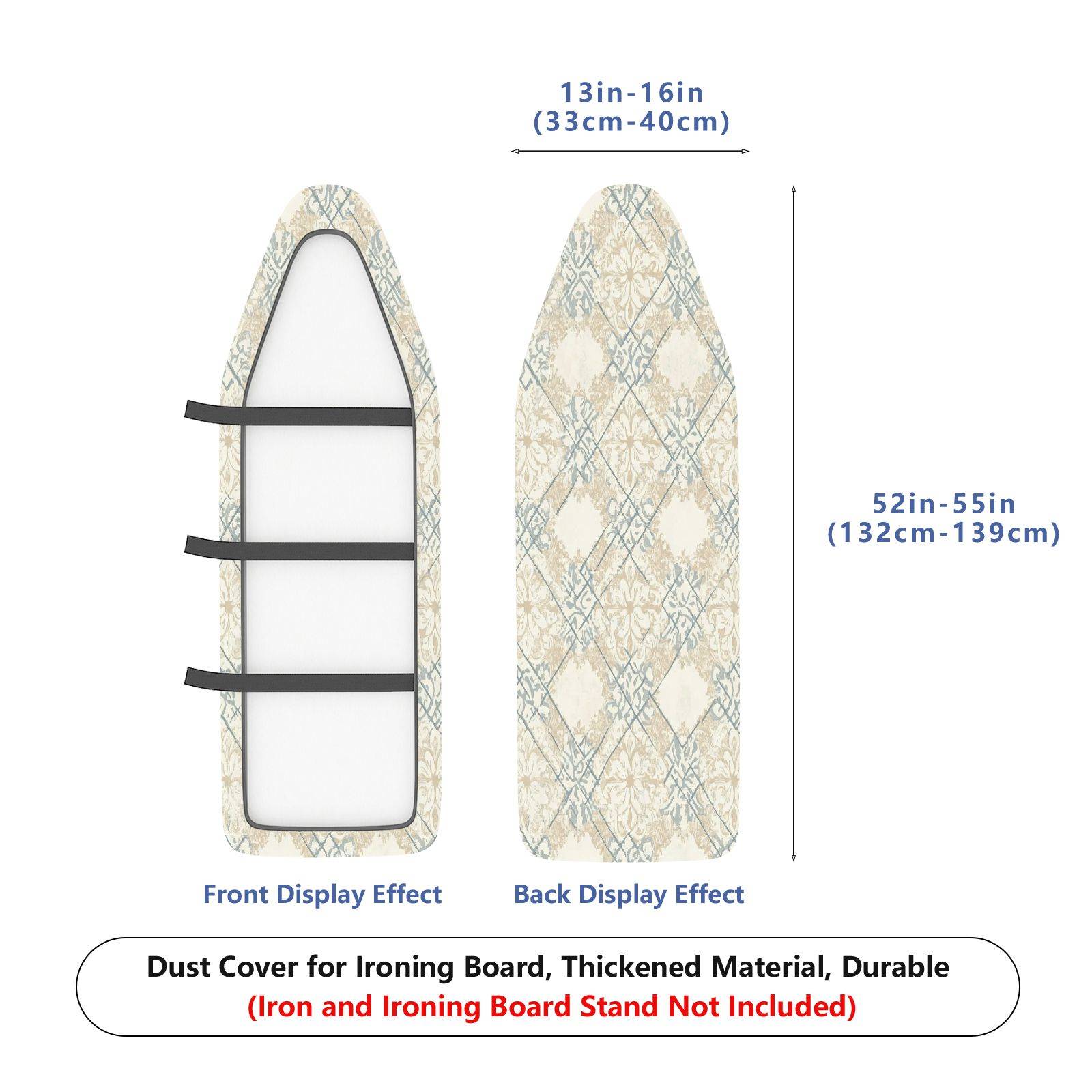 1-Piece Floral Elegant Beige  Ironing Board Cover, Universal Size, Without Board