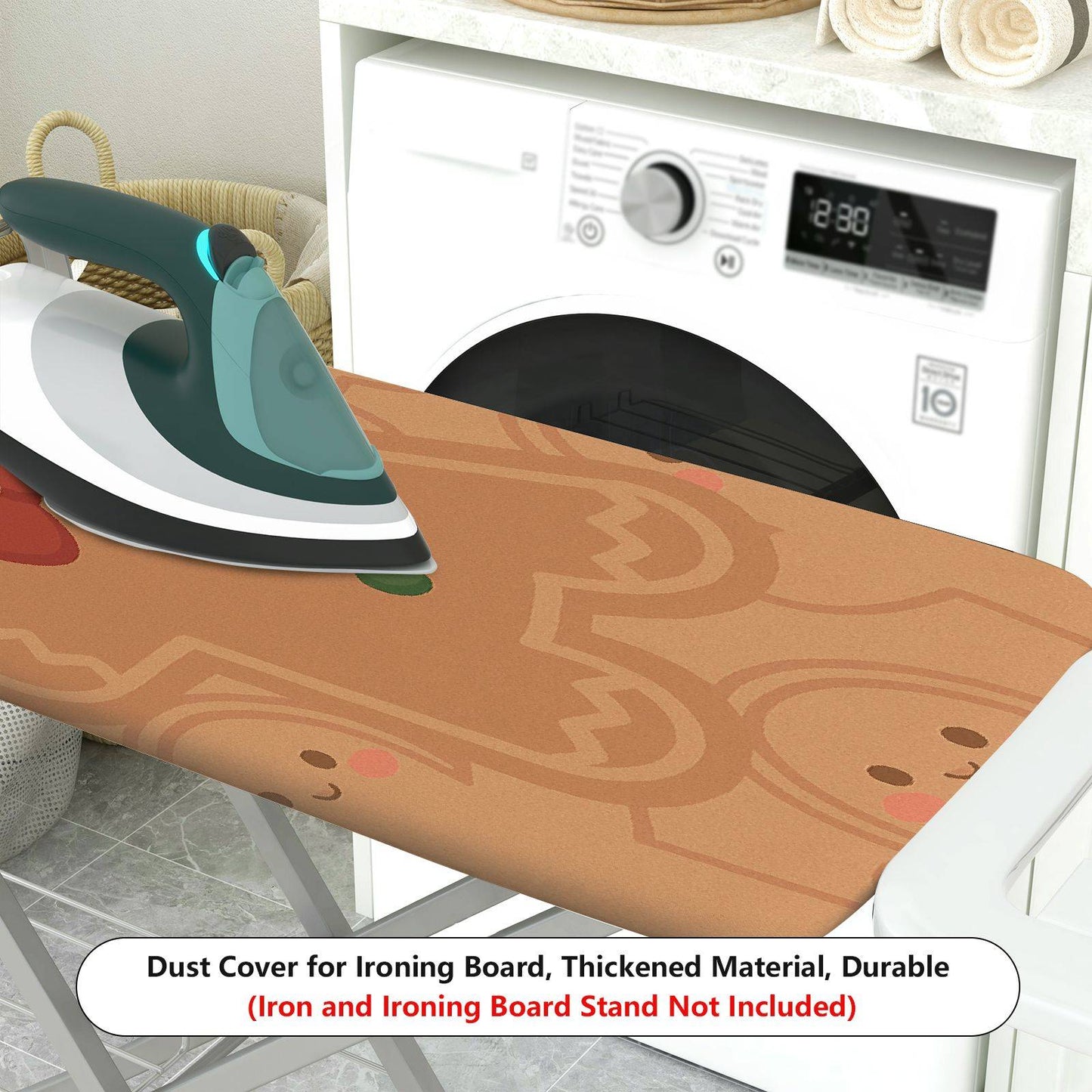 1-Piece Christmas Gingerbread Santa Claus  Ironing Board Cover, Universal Size, Without Board