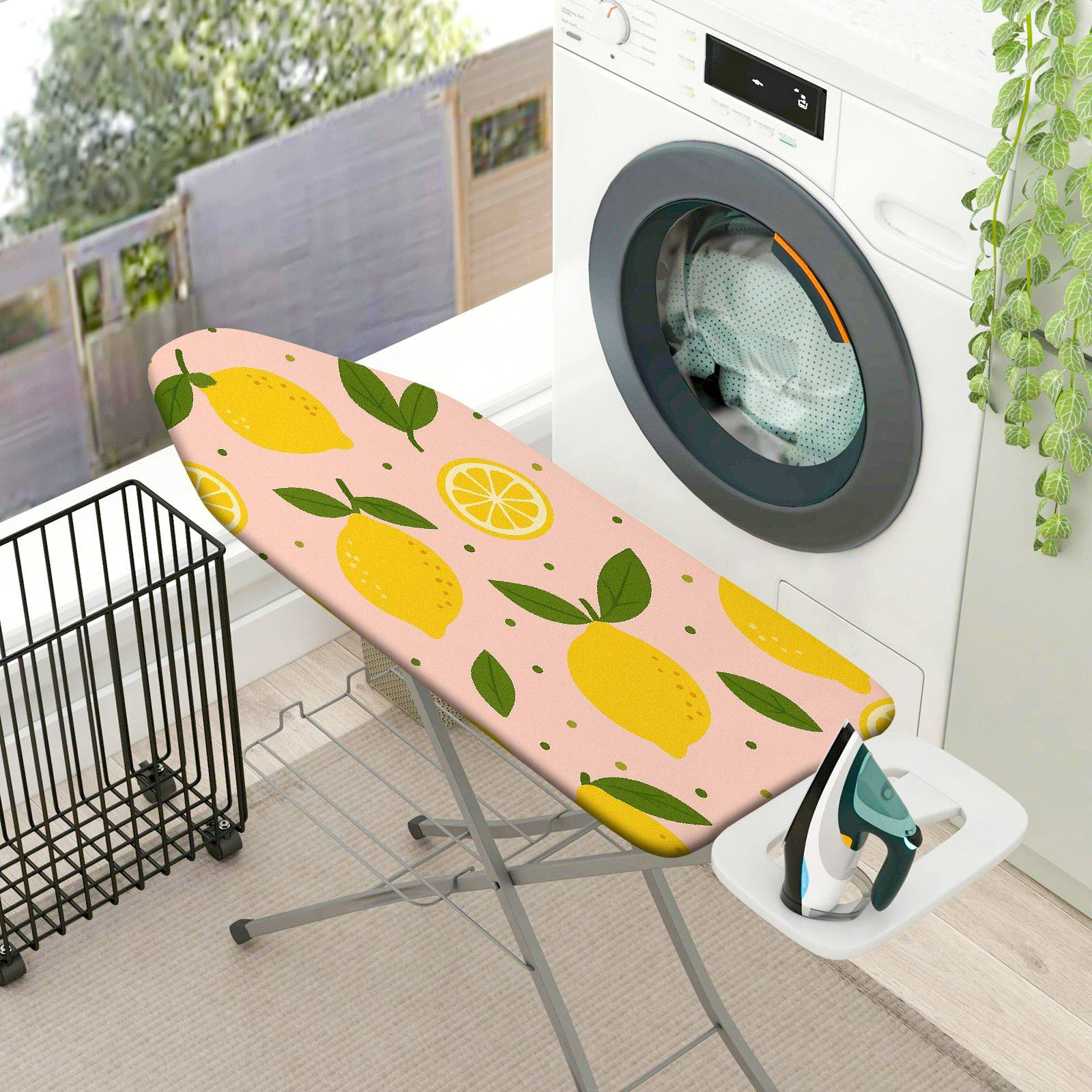 1-Piece Lemon Fruit Pattern Yellow Green  Ironing Board Cover, Universal Size, Without Board