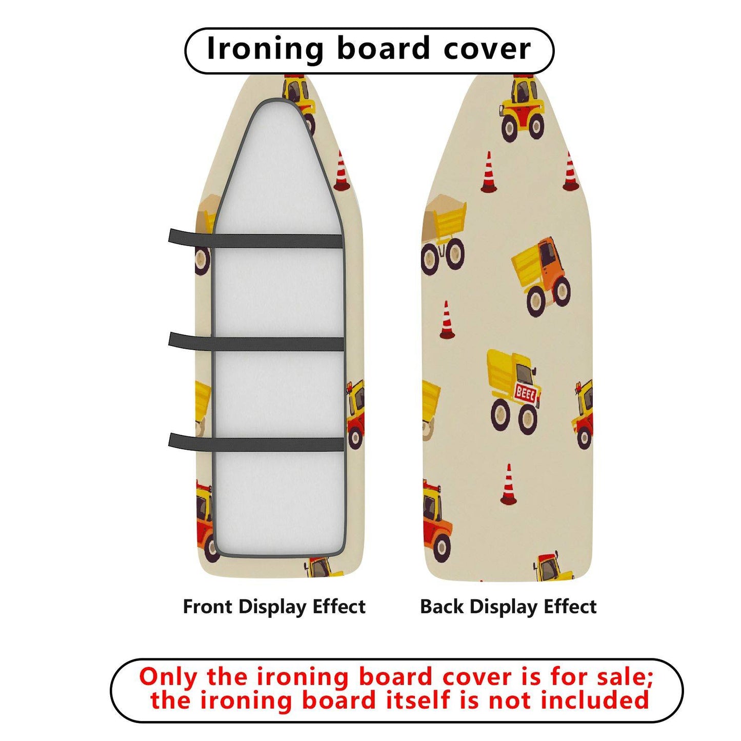 1-Piece Construction Vehicle  Fun  Ironing Board Cover, Universal Size, Without Board
