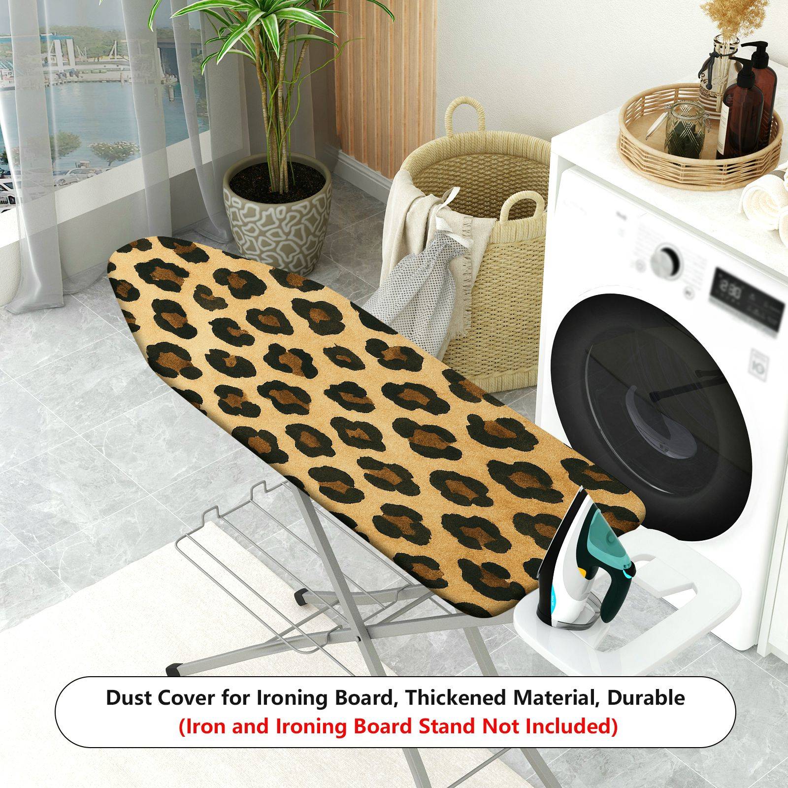1-Piece Leopard Animal Pattern Beige  Ironing Board Cover, Universal Size, Without Board