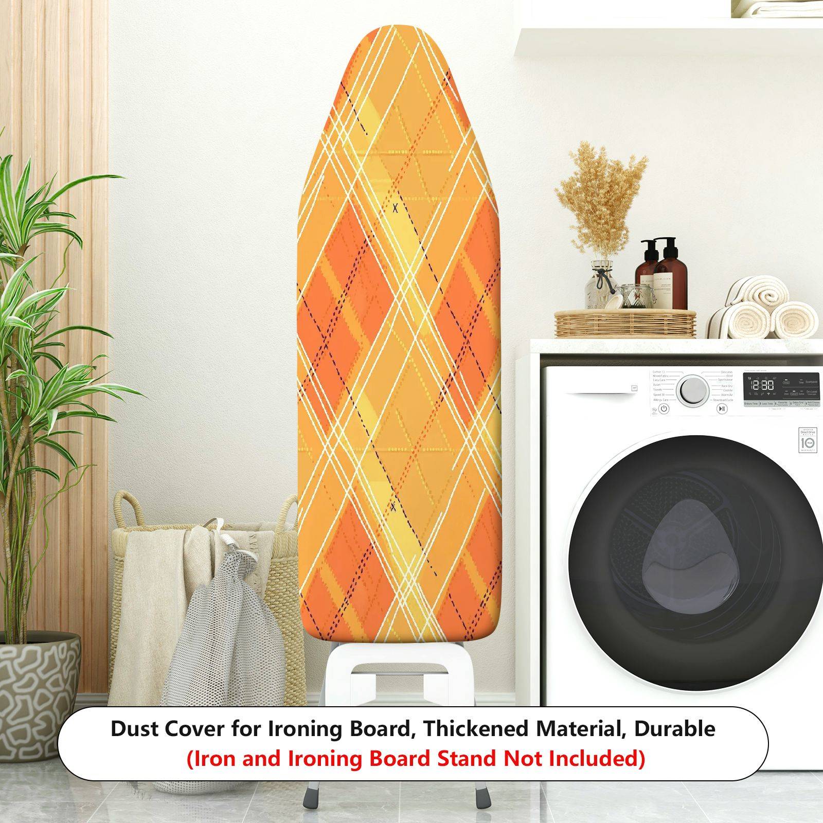 1-Piece Plaid Geometric Orange  Ironing Board Cover, Universal Size, Without Board