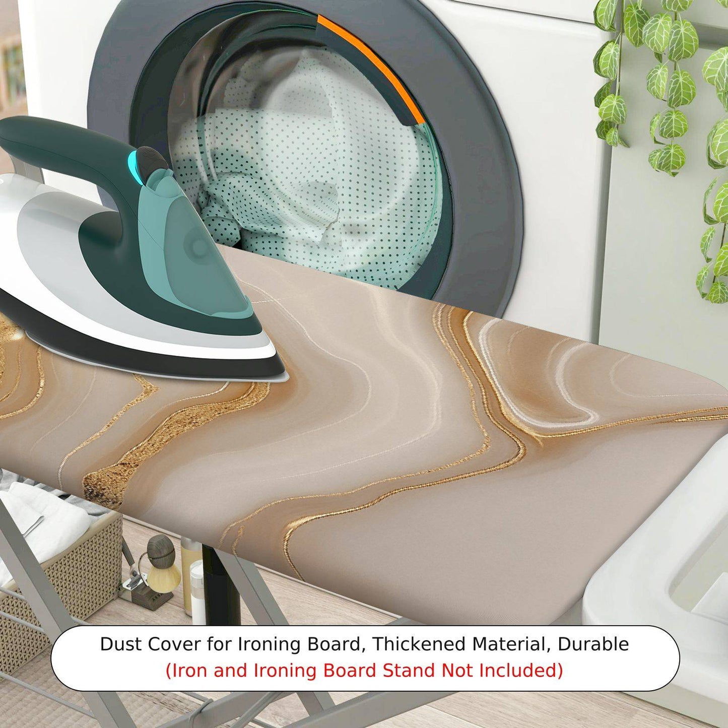 1-Piece Marble Pattern Golden Beige Wave  Ironing Board Cover, Universal Size, Without Board