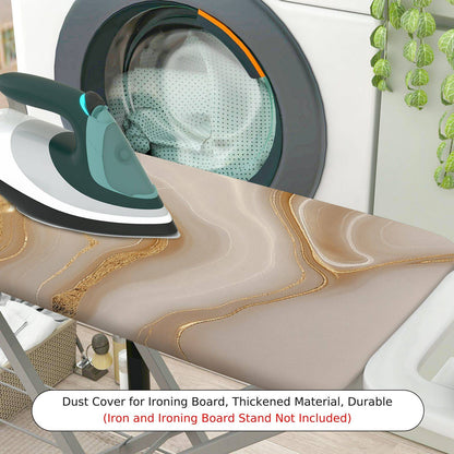 1-Piece Marble Pattern Golden Beige Wave  Ironing Board Cover, Universal Size, Without Board