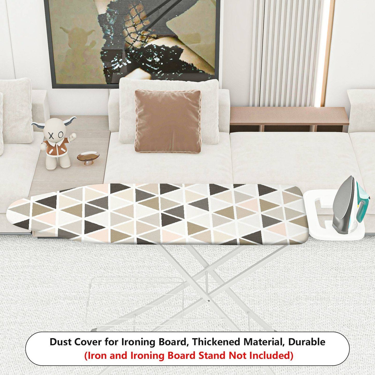 1-Piece Geometric Pattern Beige Brown Triangle  Ironing Board Cover, Universal Size, Without Board