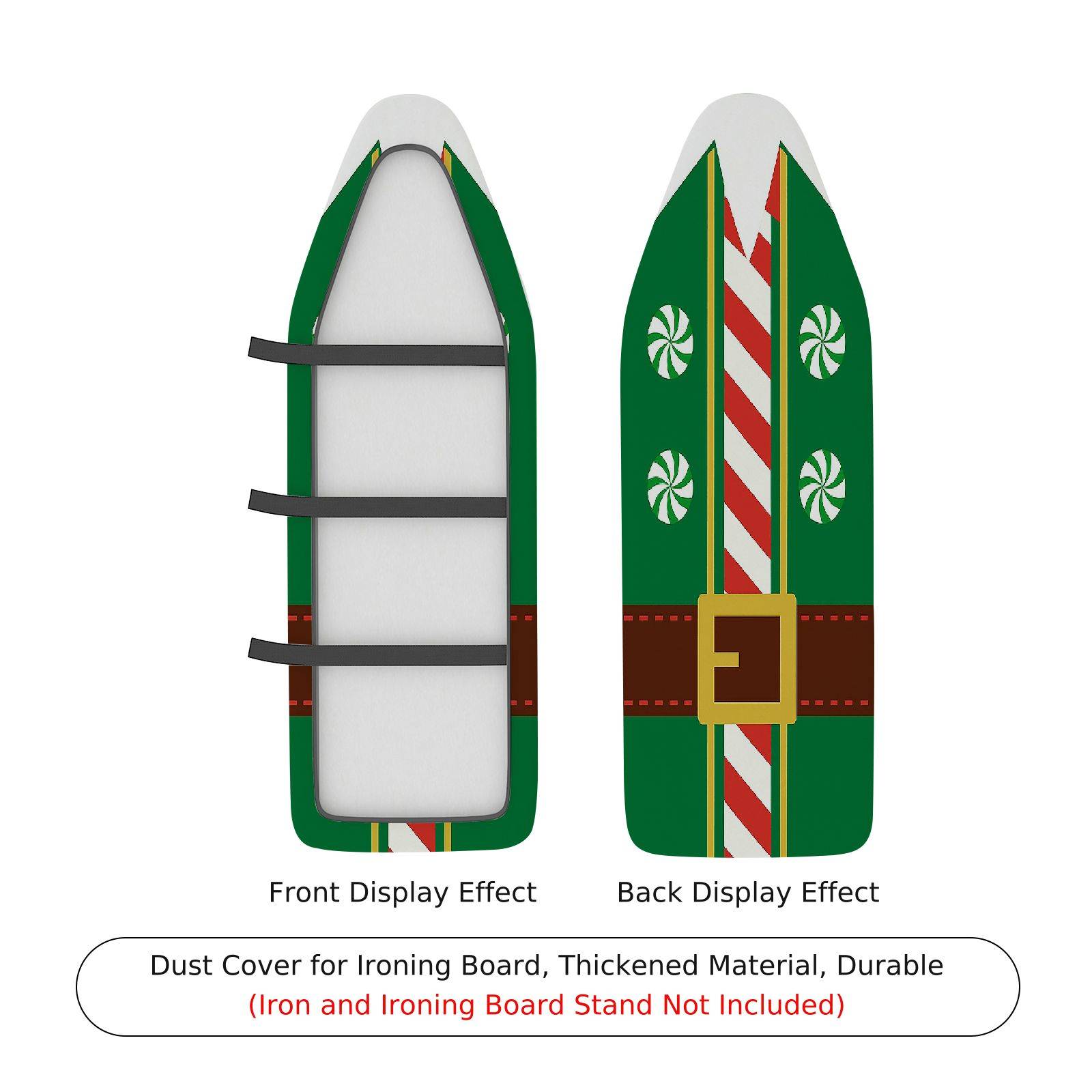 1-Piece Christmas Elf Candy Cane  Ironing Board Cover, Universal Size, Without Board
