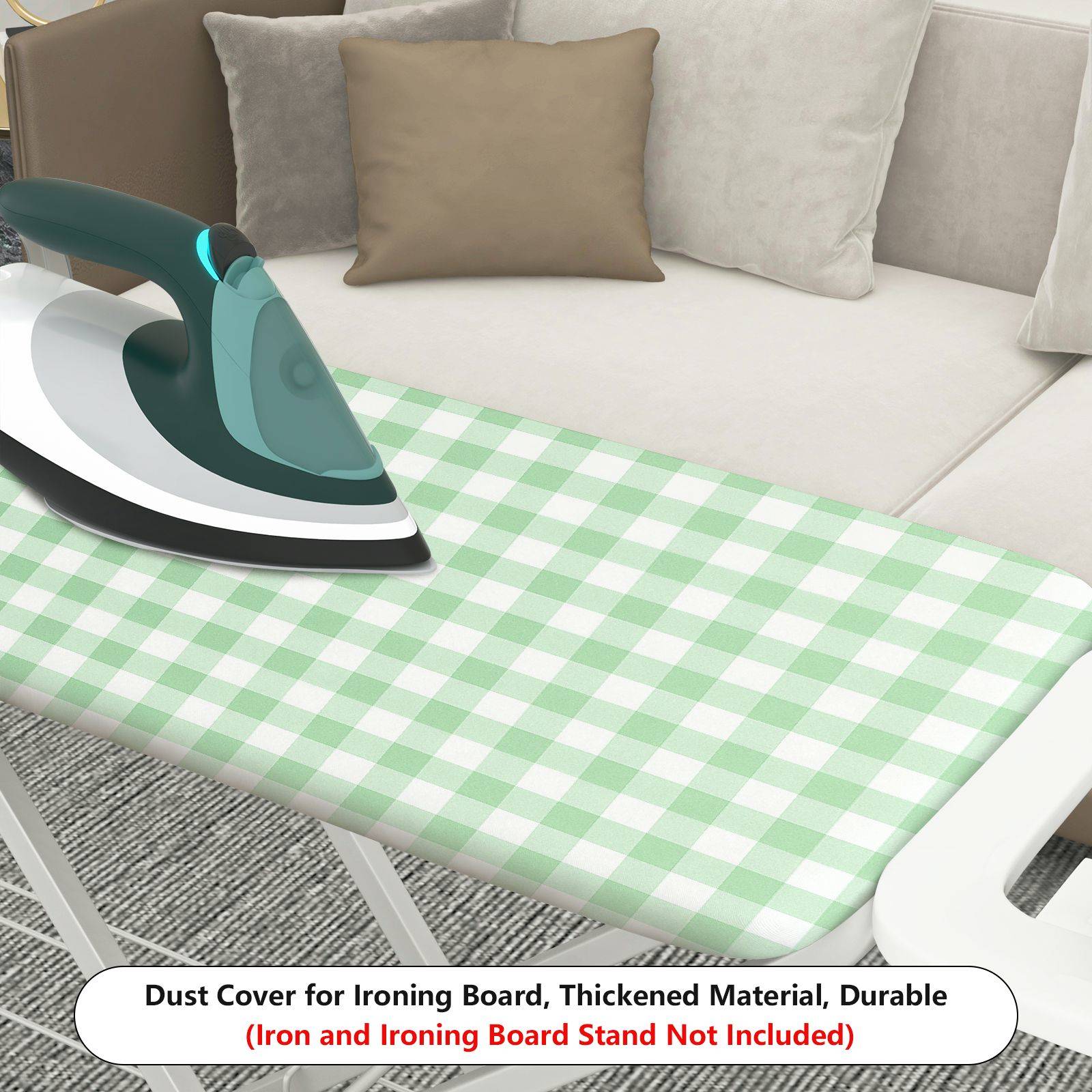 1-Piece Plaid Green Checkered  Ironing Board Cover, Universal Size, Without Board