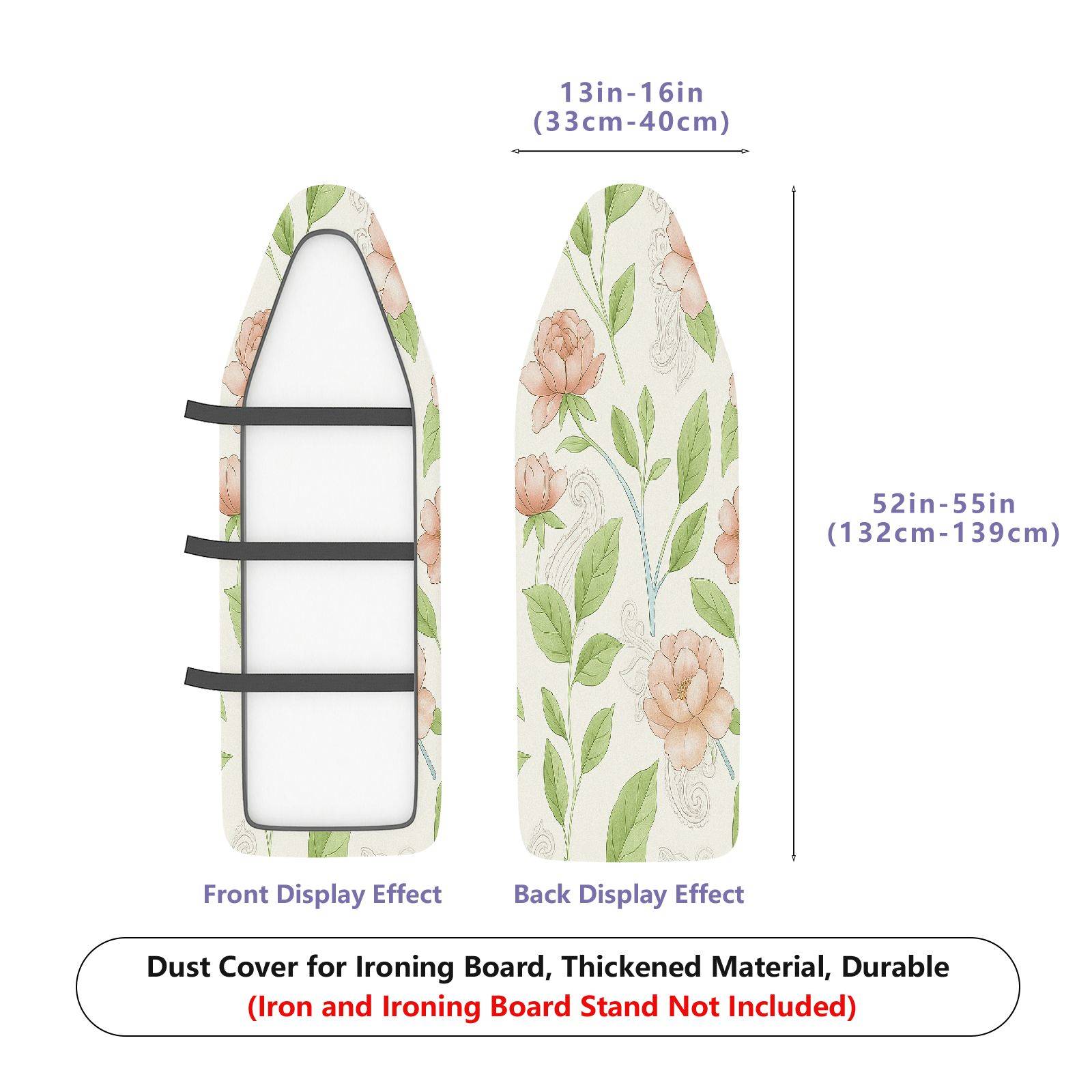 1-Piece Floral Leaf Pattern Beige  Ironing Board Cover, Universal Size, Without Board