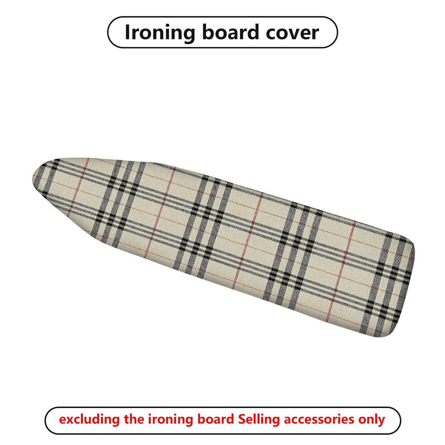 1-Piece Plaid Checkered Beige  Ironing Board Cover, Universal Size, Without Board