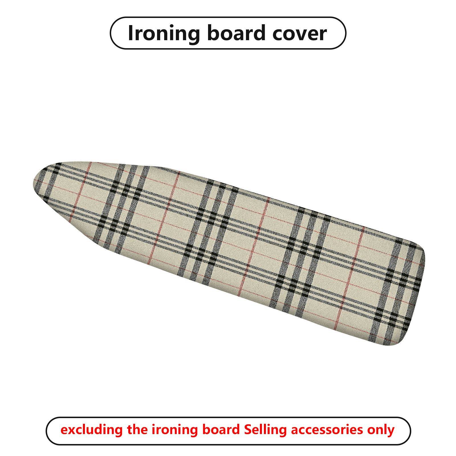 1-Piece Plaid Checkered Beige  Ironing Board Cover, Universal Size, Without Board