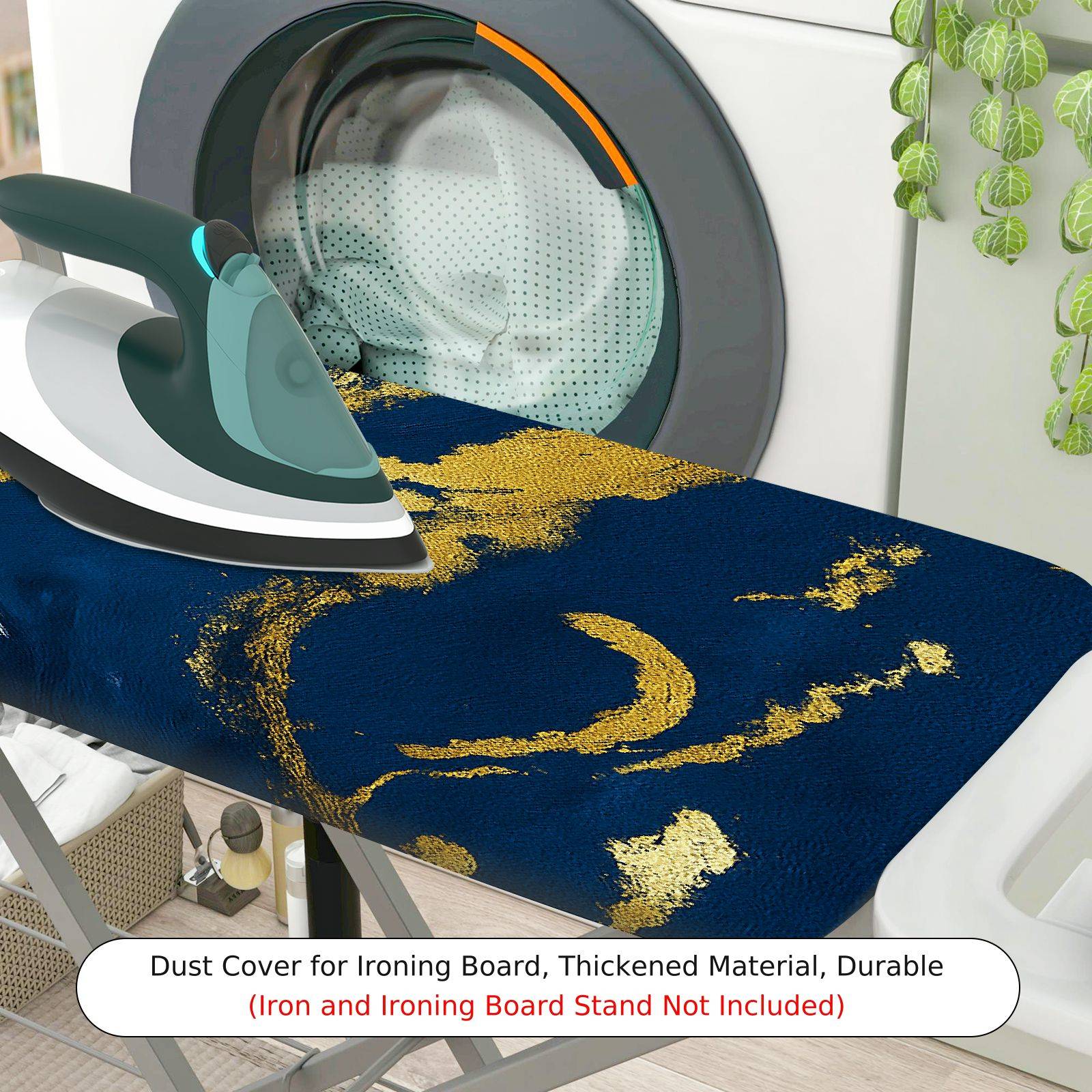 1-Piece Abstract Marble Gold Blue  Ironing Board Cover, Universal Size, Without Board
