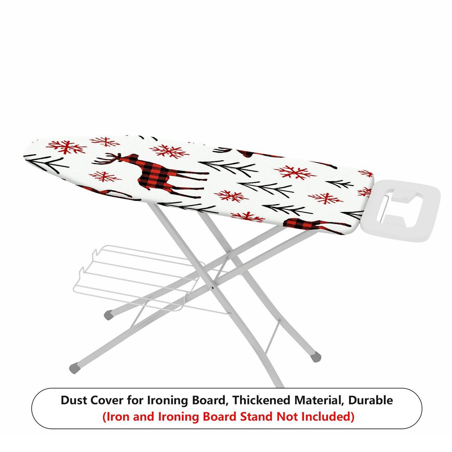 1-Piece Red Plaid Deer Snowflake Christmas  Ironing Board Cover, Universal Size, Without Board