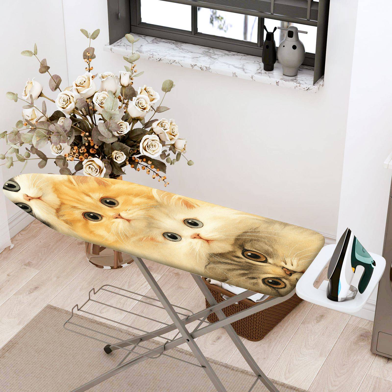 1-Piece Cute Cat Print Animal Soft  Ironing Board Cover, Universal Size, Without Board