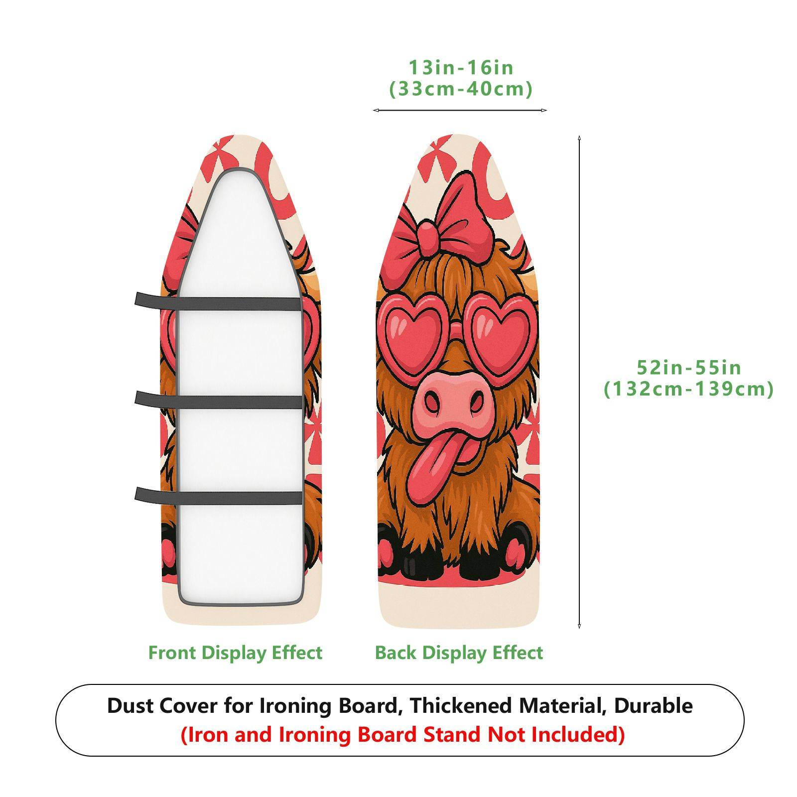 1-Piece Cute Pink Heart Animal  Ironing Board Cover, Universal Size, Without Board