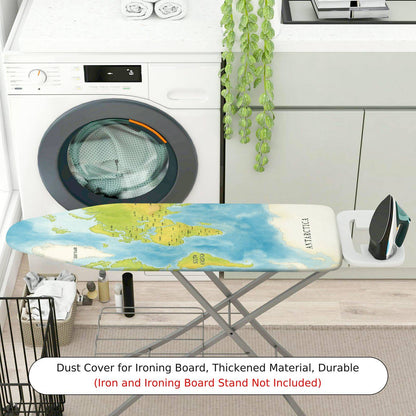 1-Piece World Map Geography Travel  Ironing Board Cover, Universal Size, Without Board