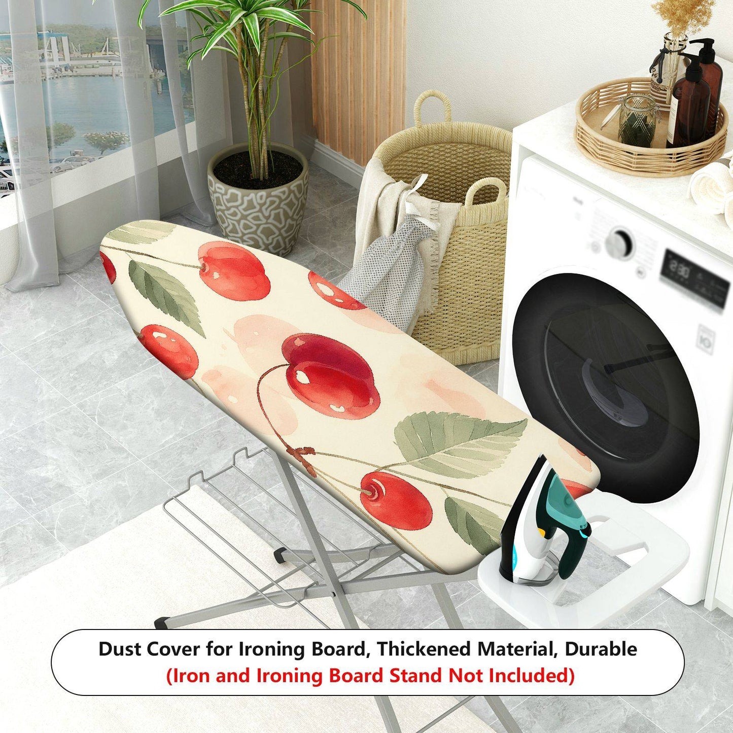 1-Piece Cherry Fruit Pattern Watercolor Style  Ironing Board Cover, Universal Size, Without Board
