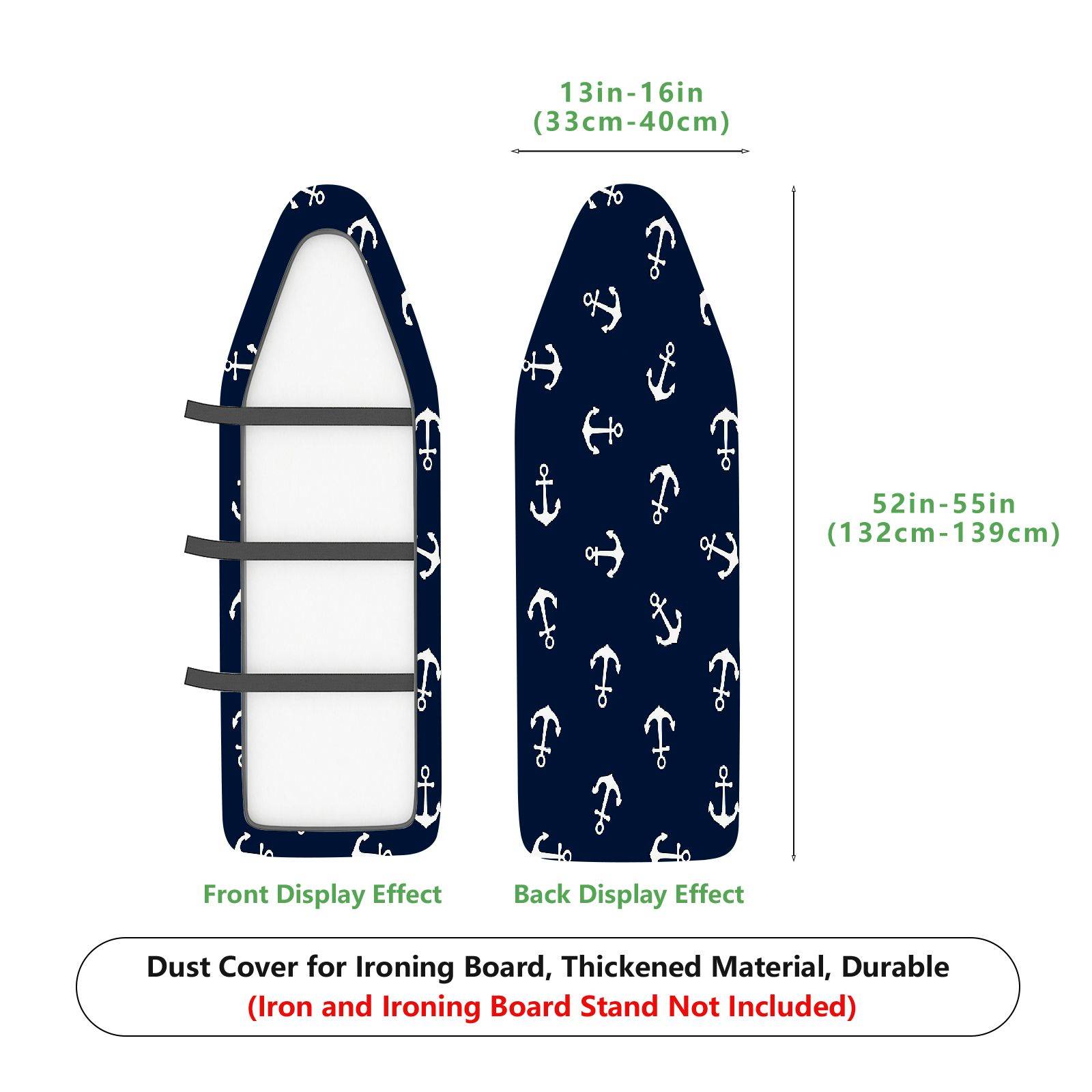 1-Piece Anchor Pattern Nautical Design Dark Blue  Ironing Board Cover, Universal Size, Without Board