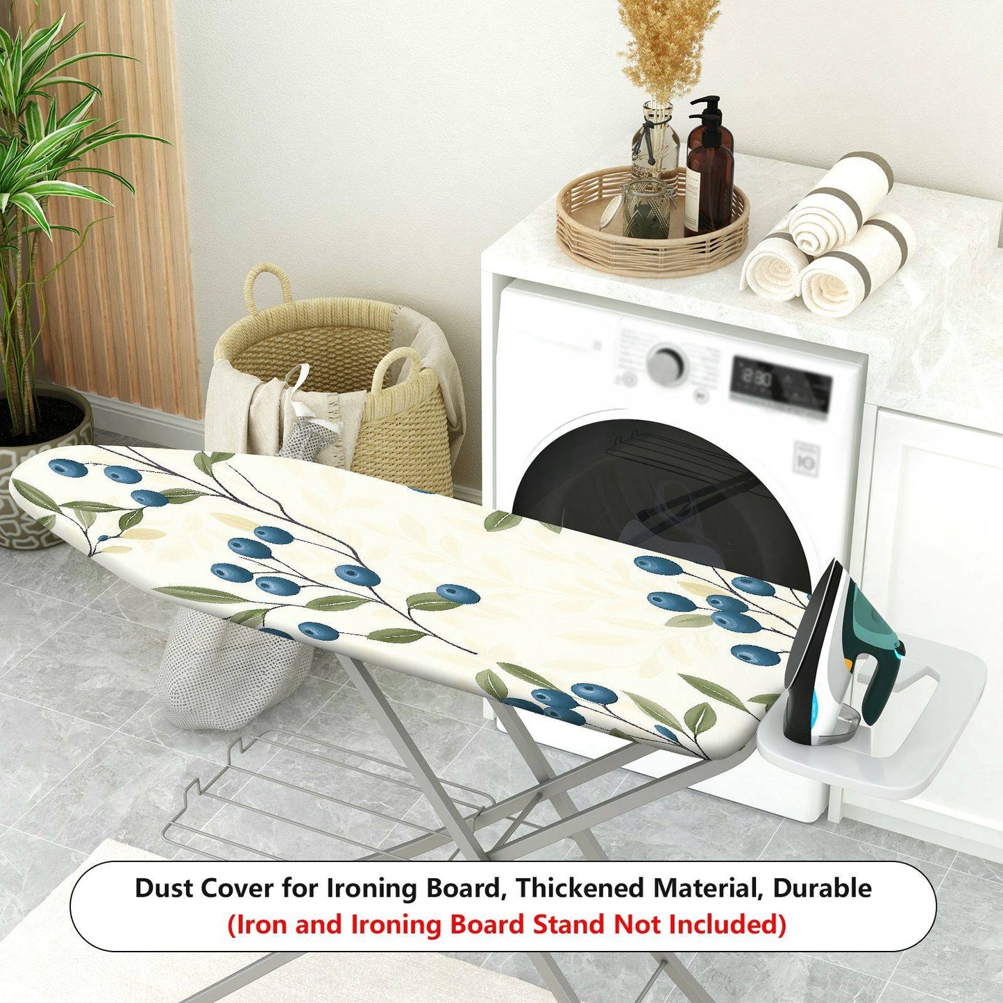 1-Piece Blueberry Leaf Pattern Floral Fruit  Ironing Board Cover, Universal Size, Without Board
