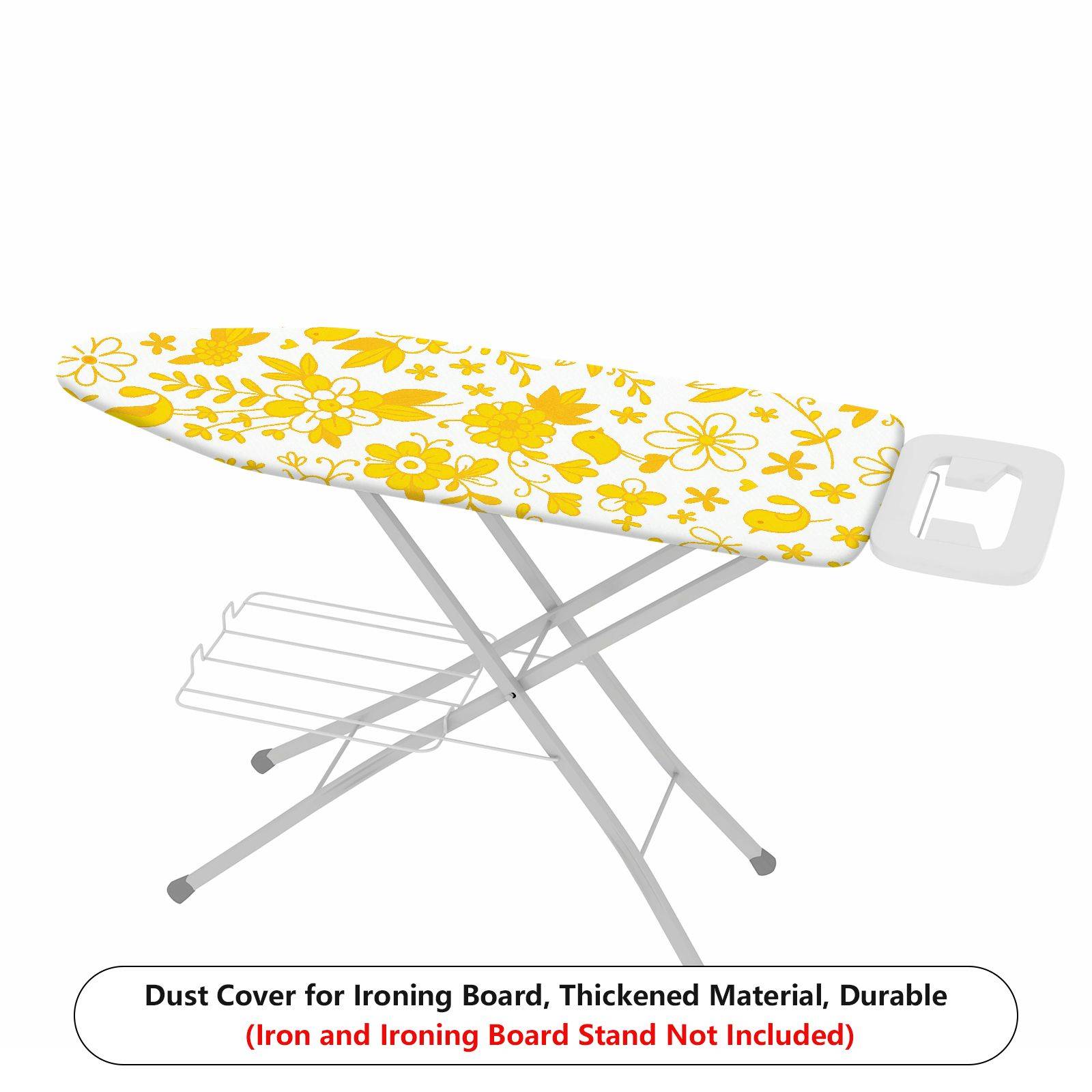 1-Piece Yellow Floral Bird Pattern  Ironing Board Cover, Universal Size, Without Board
