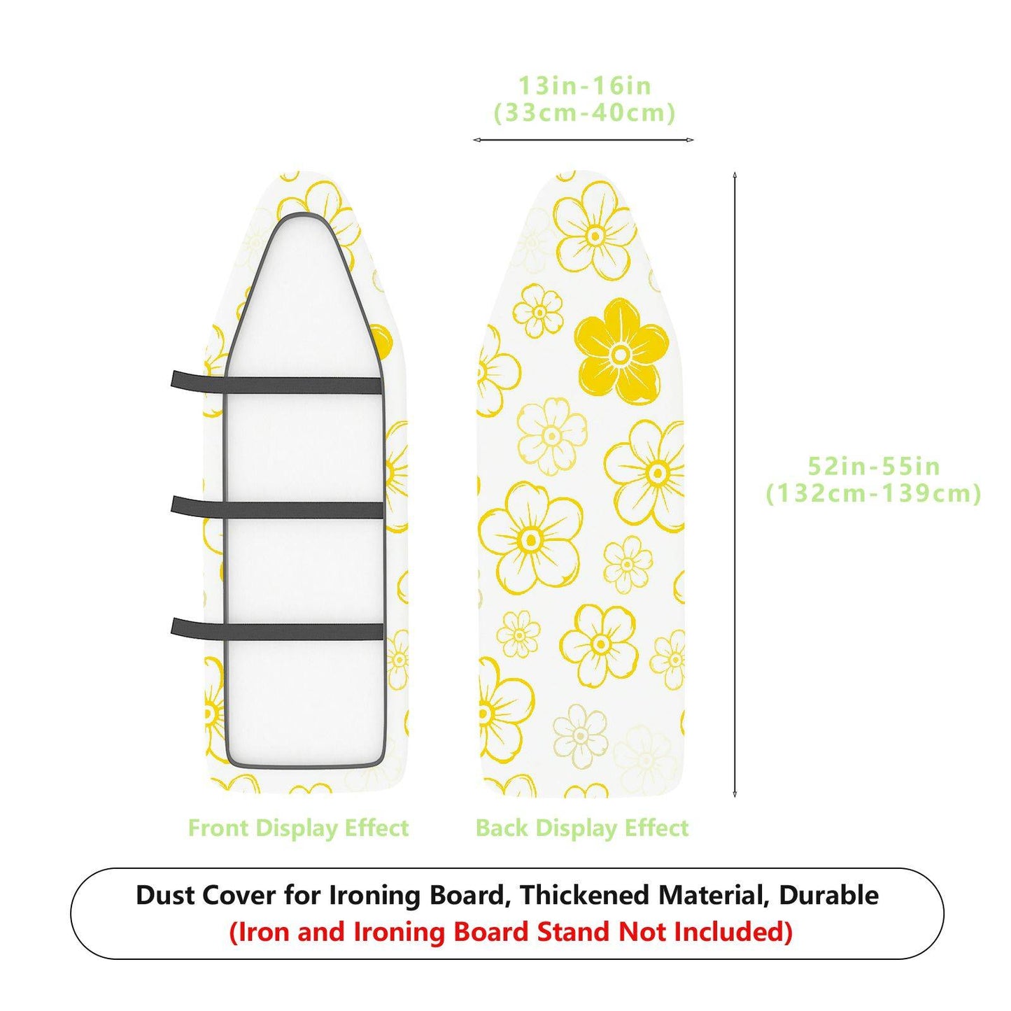 1-Piece Yellow Floral Pattern Decorative  Ironing Board Cover, Universal Size, Without Board