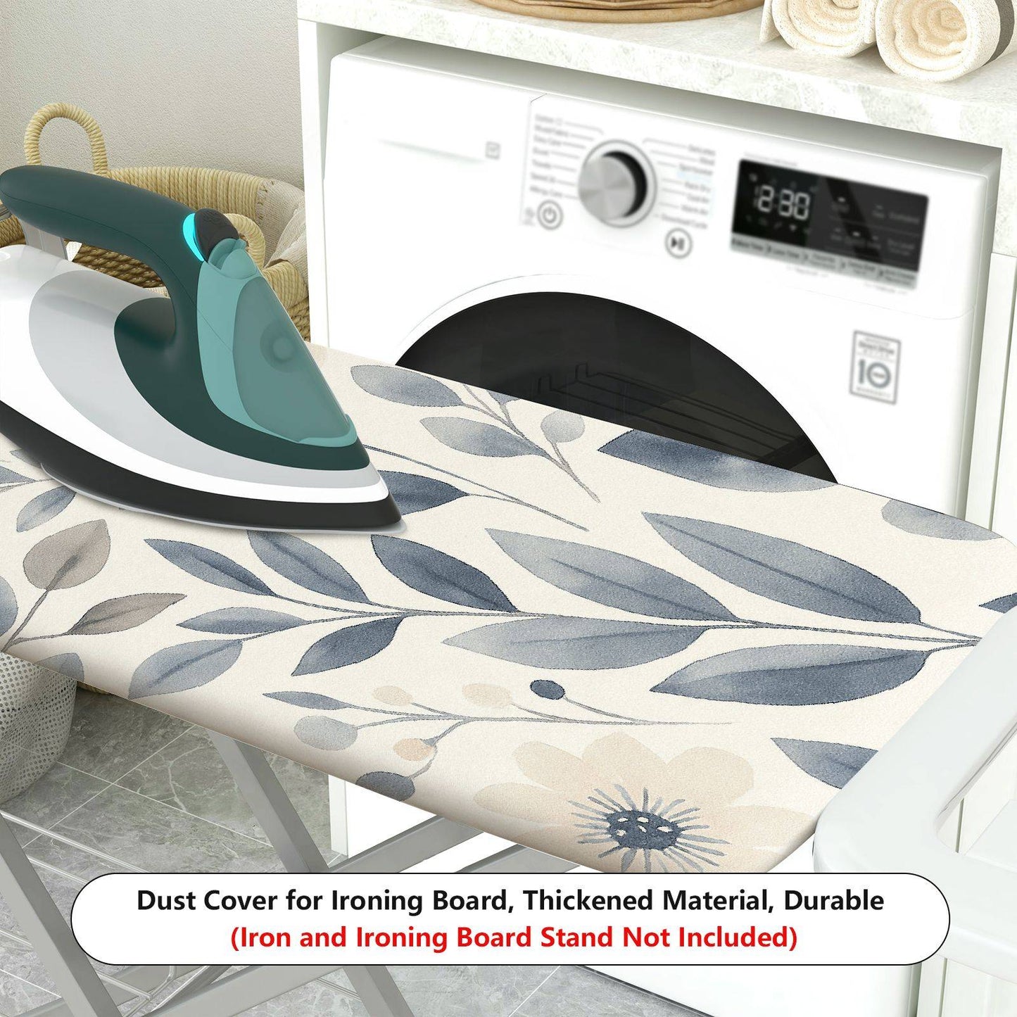 1-Piece Floral Leaf Pattern Beige  Ironing Board Cover, Universal Size, Without Board