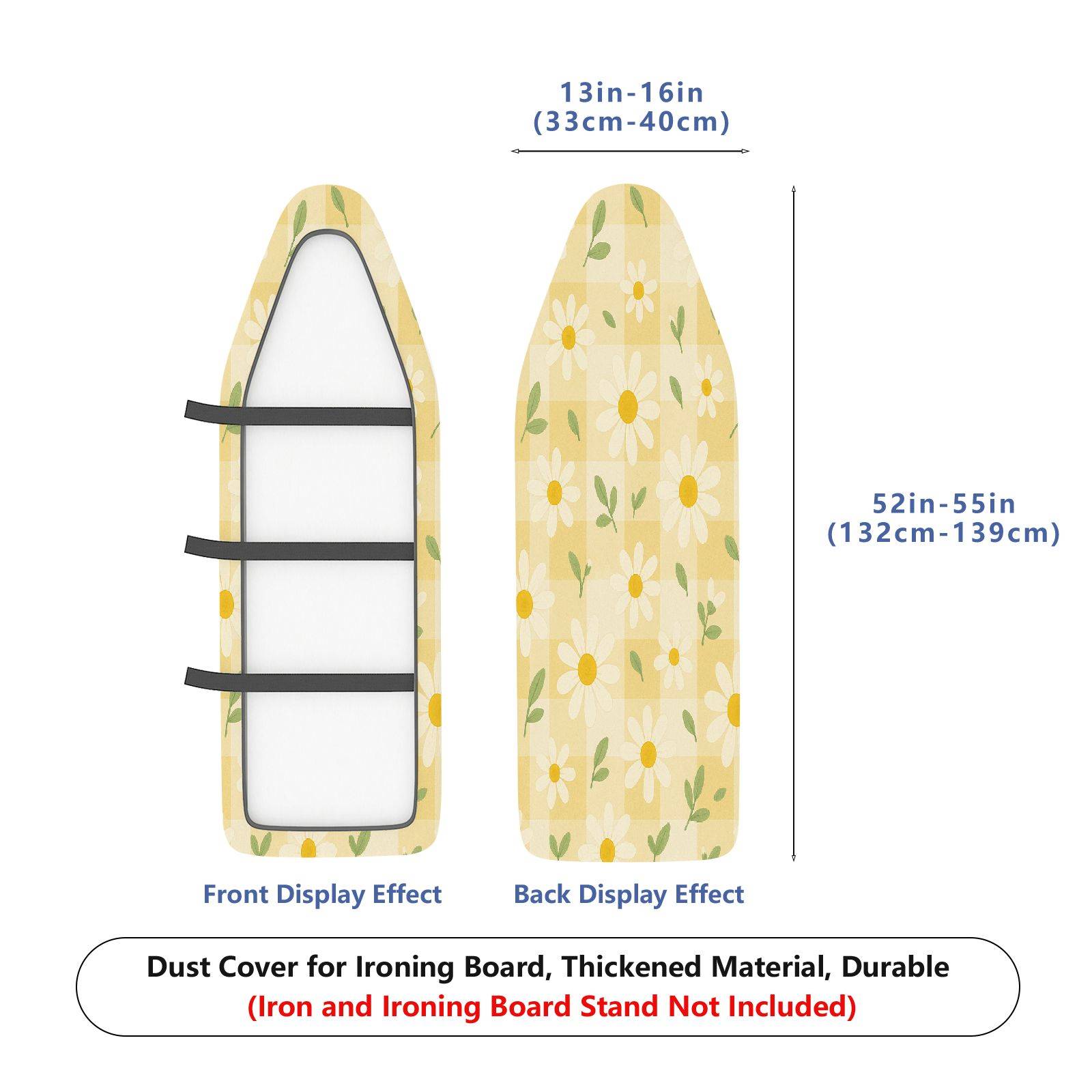 1-Piece Yellow Floral Checker Daisy  Ironing Board Cover, Universal Size, Without Board