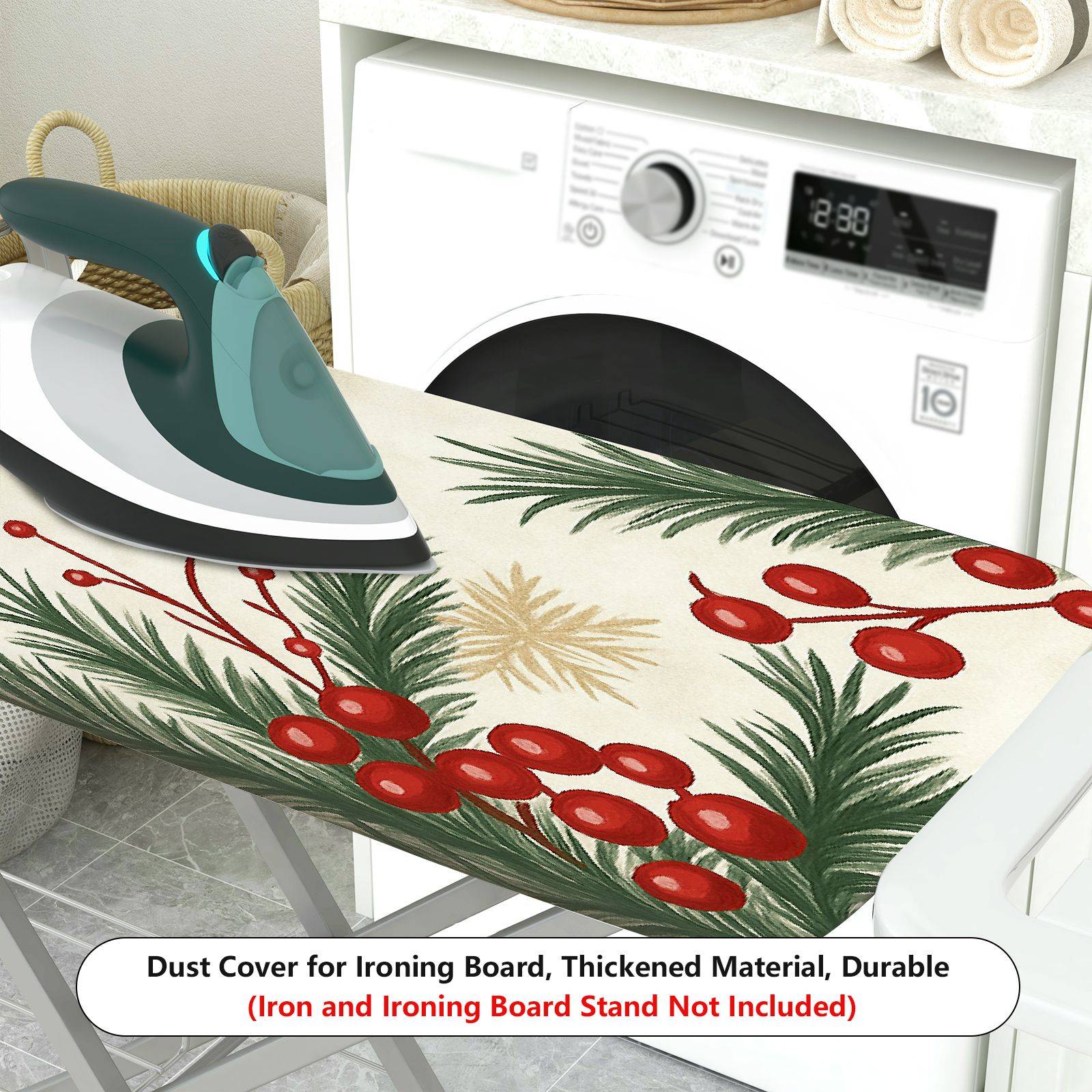 1-Piece Christmas Pine Cone Berry  Ironing Board Cover, Universal Size, Without Board