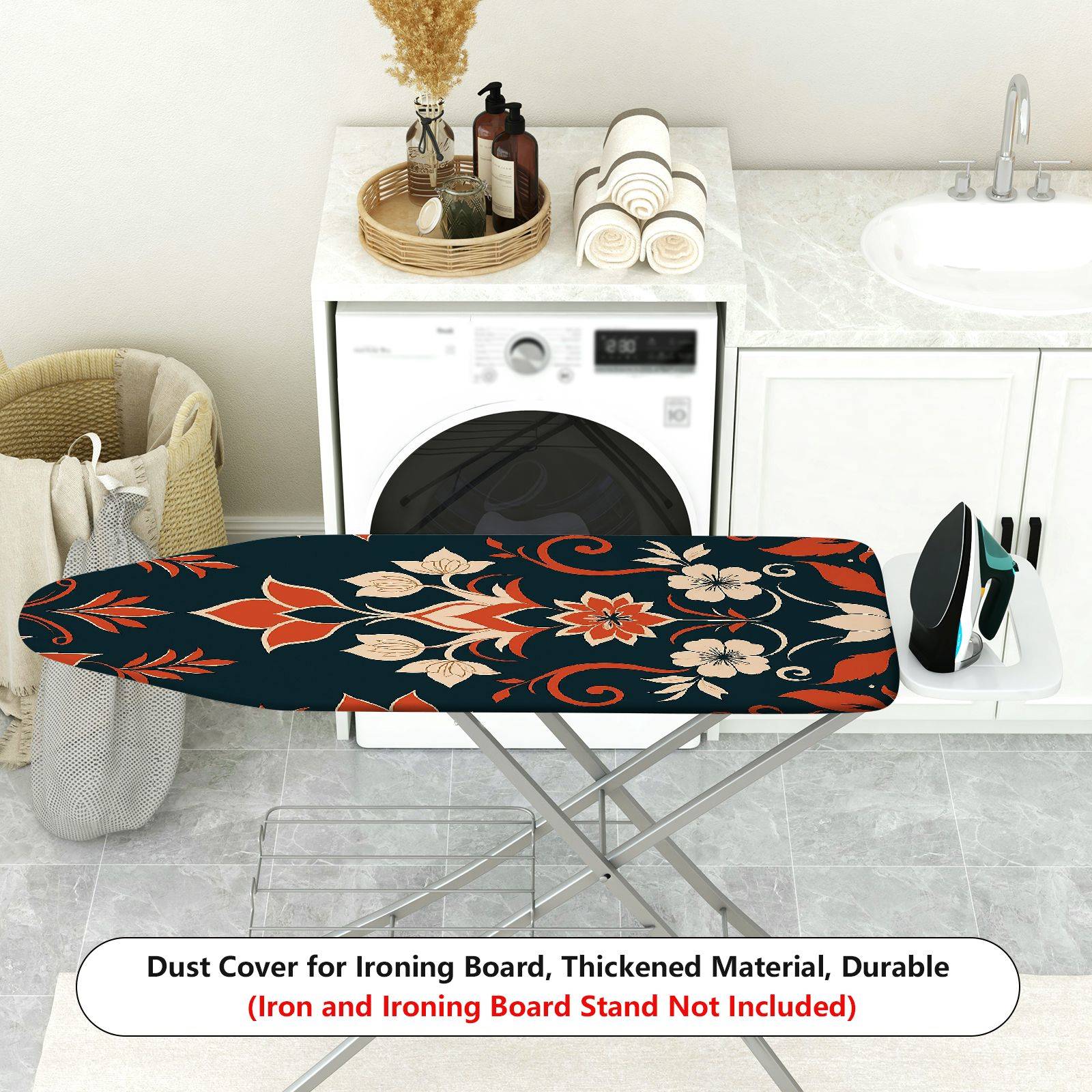 1-Piece Floral Pattern Orange Black Beige  Ironing Board Cover, Universal Size, Without Board