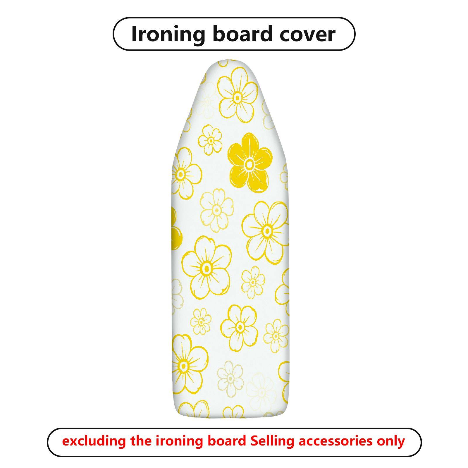 1-Piece Yellow Floral Pattern Decorative  Ironing Board Cover, Universal Size, Without Board